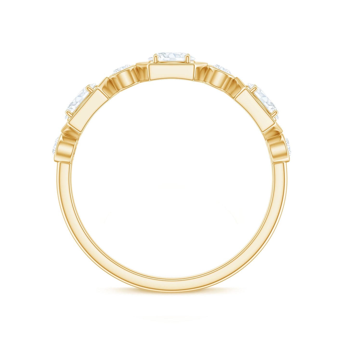 Oval and Round Certified Moissanite Half Eternity Ring