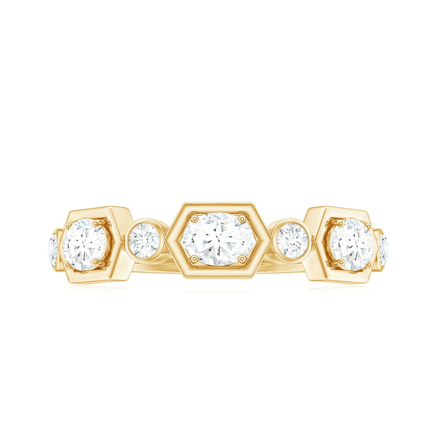 Oval and Round Certified Moissanite Half Eternity Ring