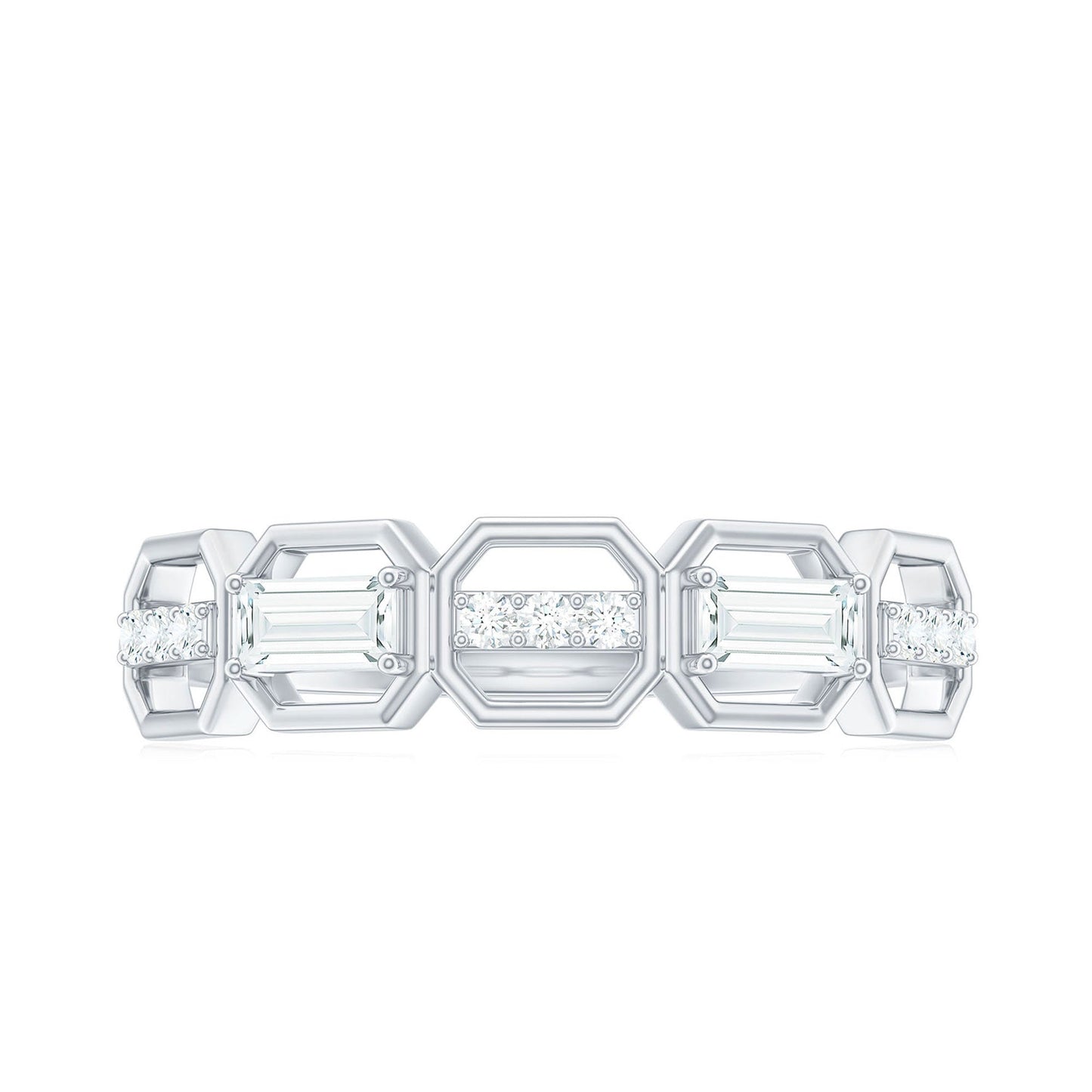 Certified Moissanite Geometric Half Eternity Ring