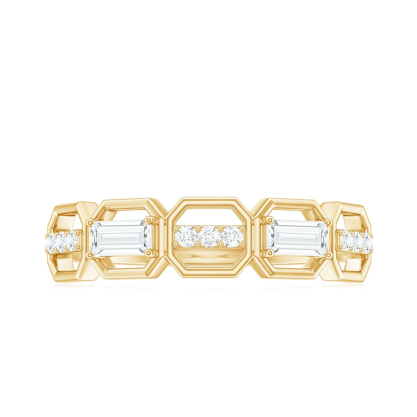Certified Moissanite Geometric Half Eternity Ring