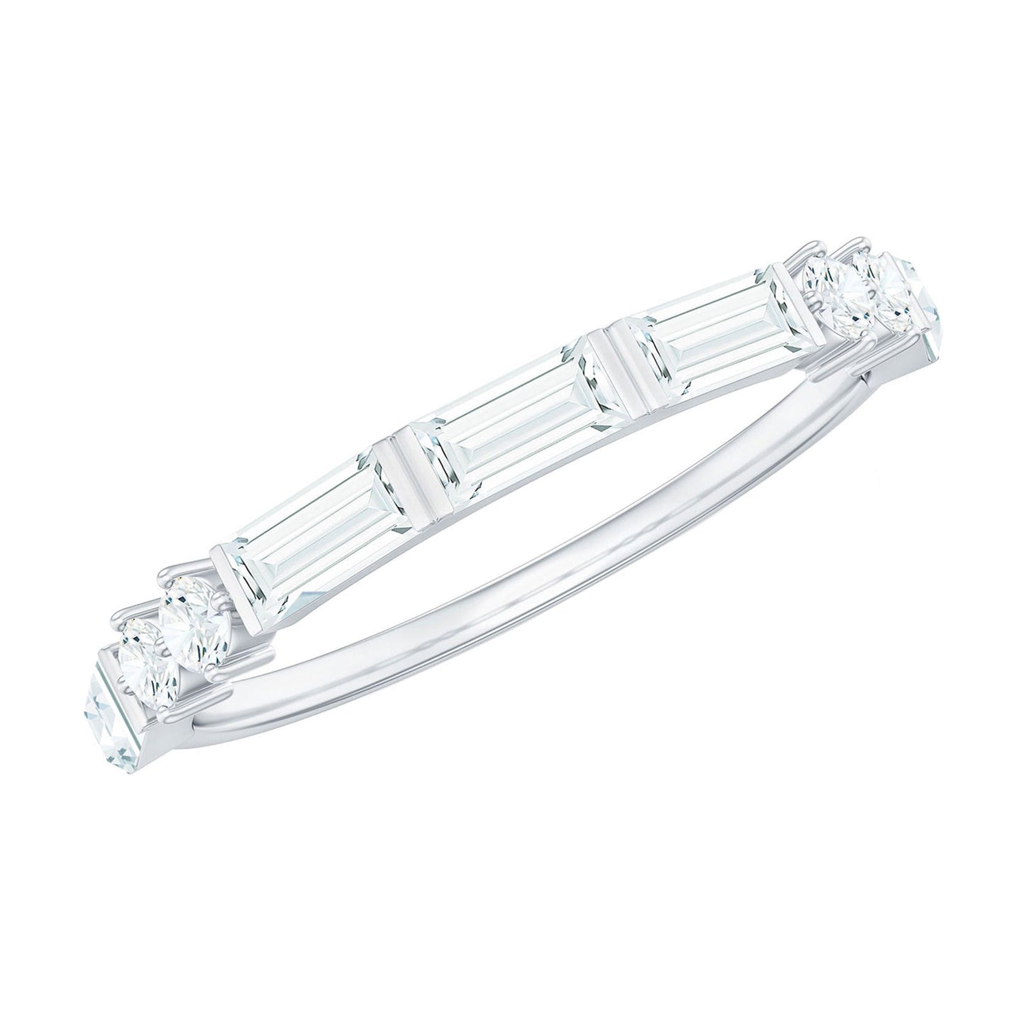 Baguette Cut Moissanite Minimalist Half Eternity Ring