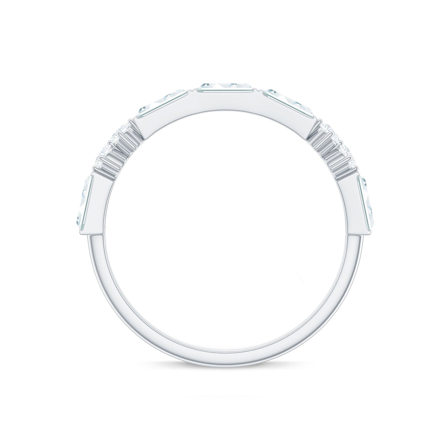 Baguette Cut Moissanite Minimalist Half Eternity Ring