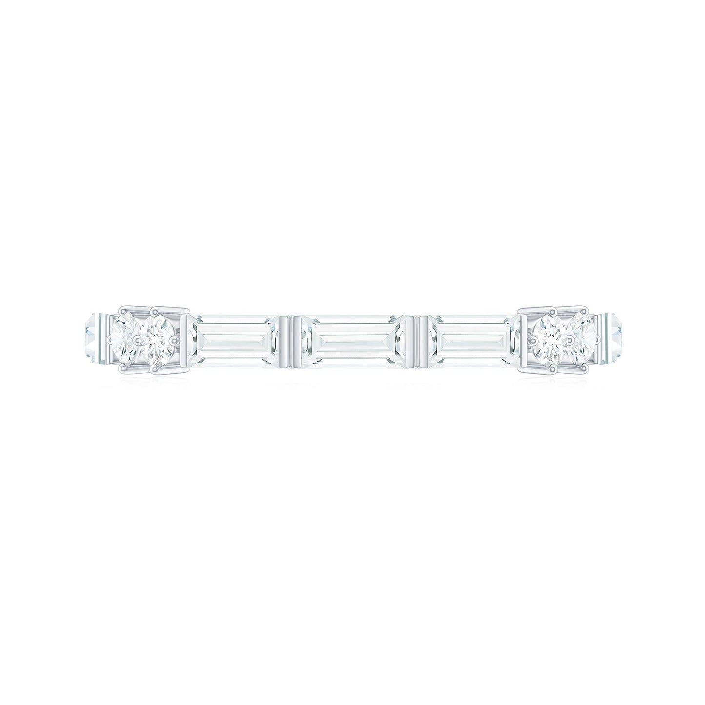 Baguette Cut Moissanite Minimalist Half Eternity Ring
