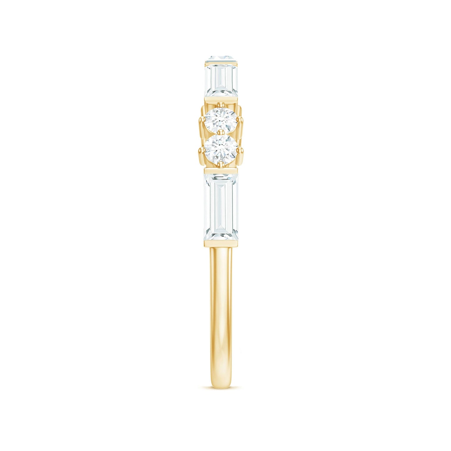 Baguette Cut Moissanite Minimalist Half Eternity Ring