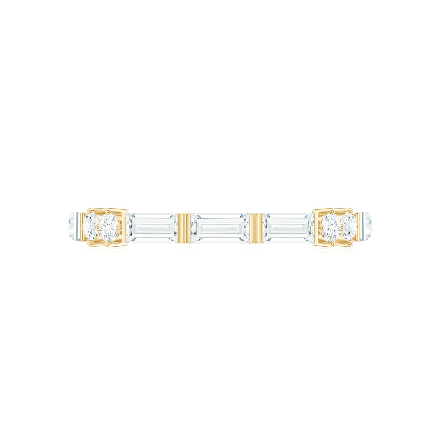Baguette Cut Moissanite Minimalist Half Eternity Ring