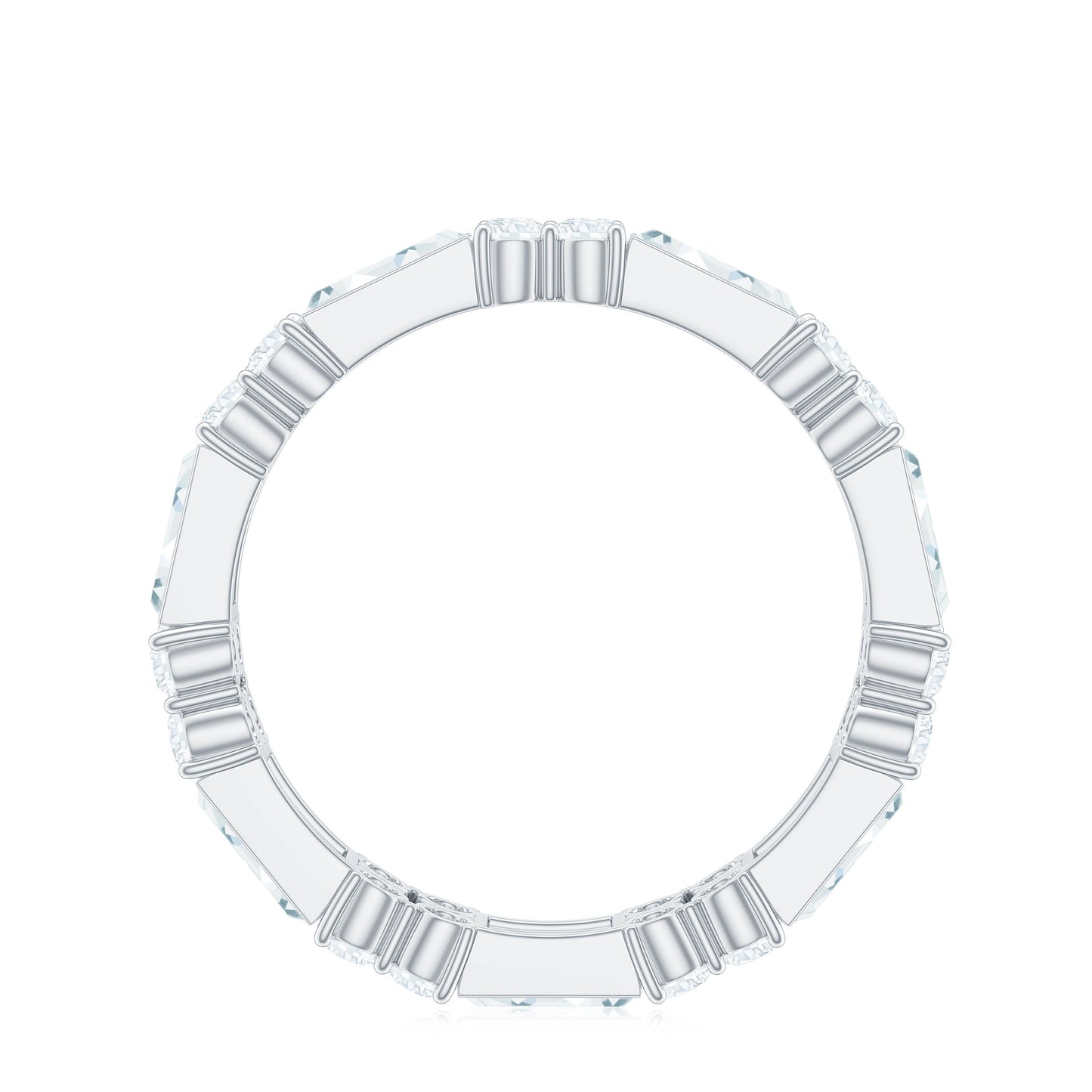 Moissanite Round and Baguette Wedding Band