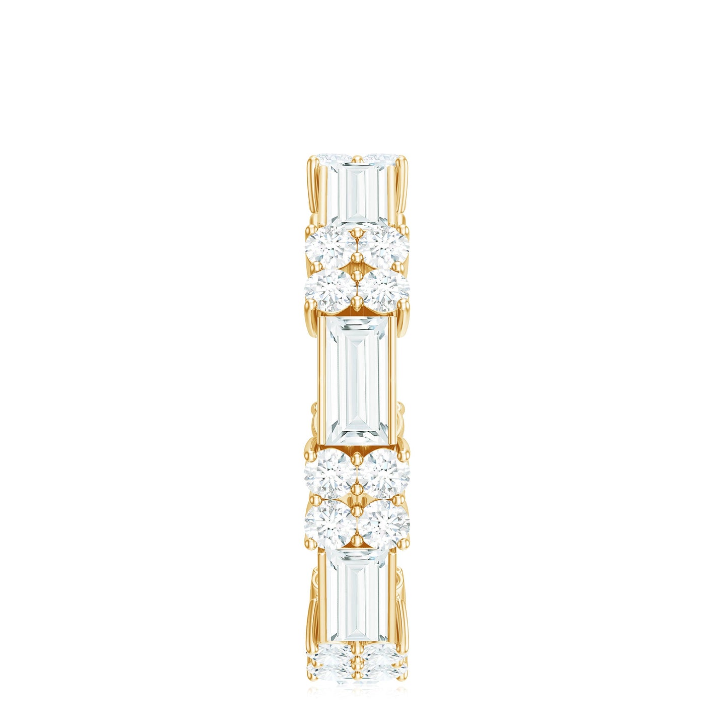 Moissanite Round and Baguette Wedding Band