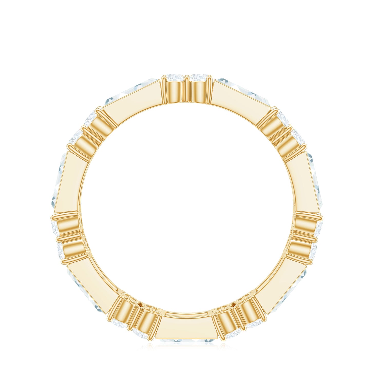 Moissanite Round and Baguette Wedding Band