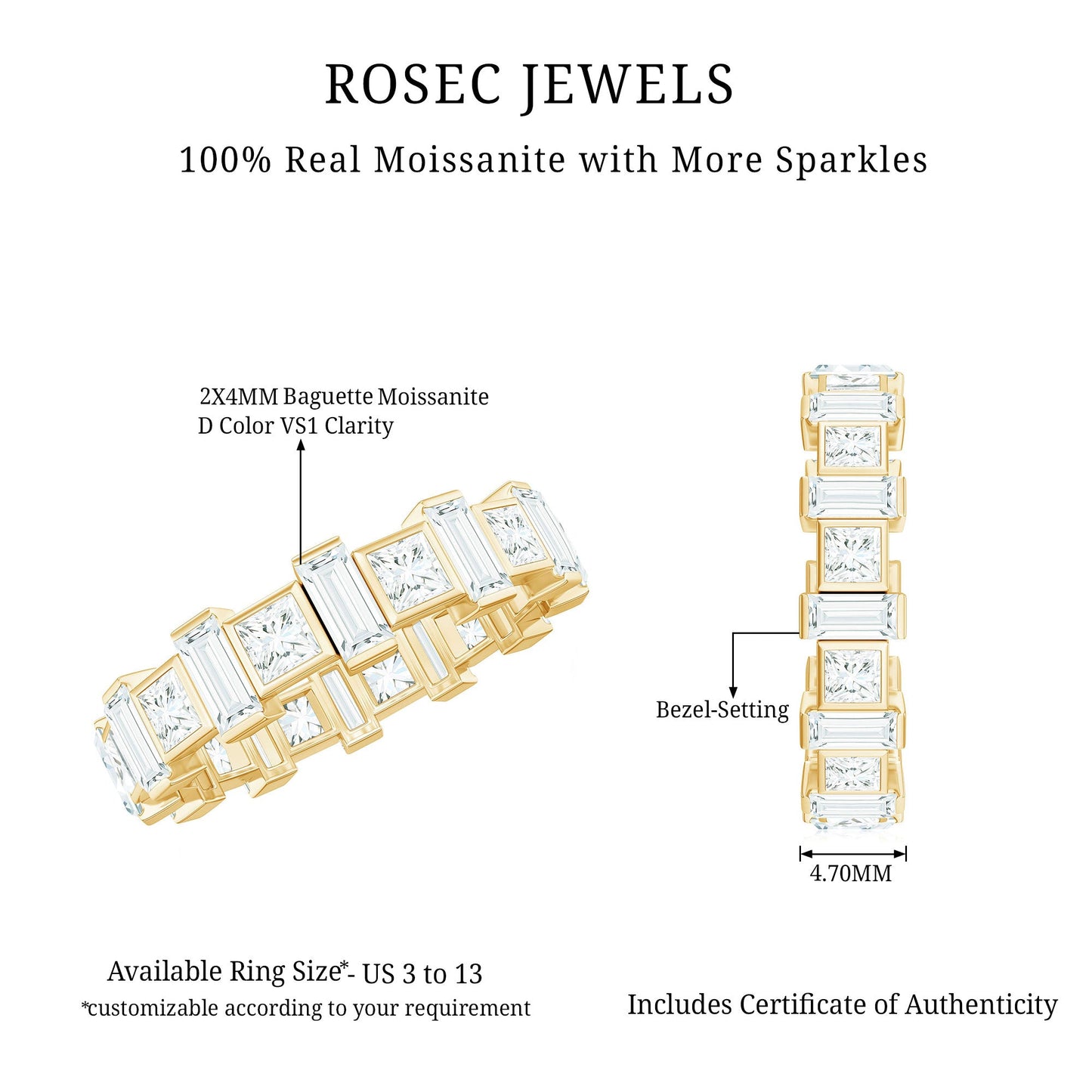 Princess Cut Moissanite Full Eternity Band for Women