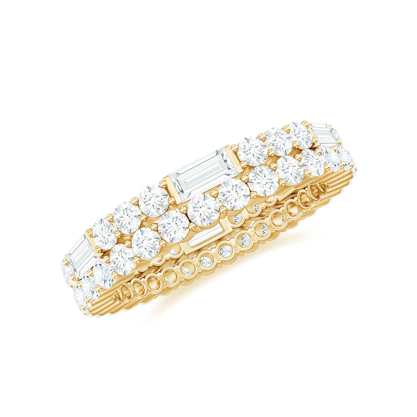 Certified Moissanite Two Row Wedding Band Ring