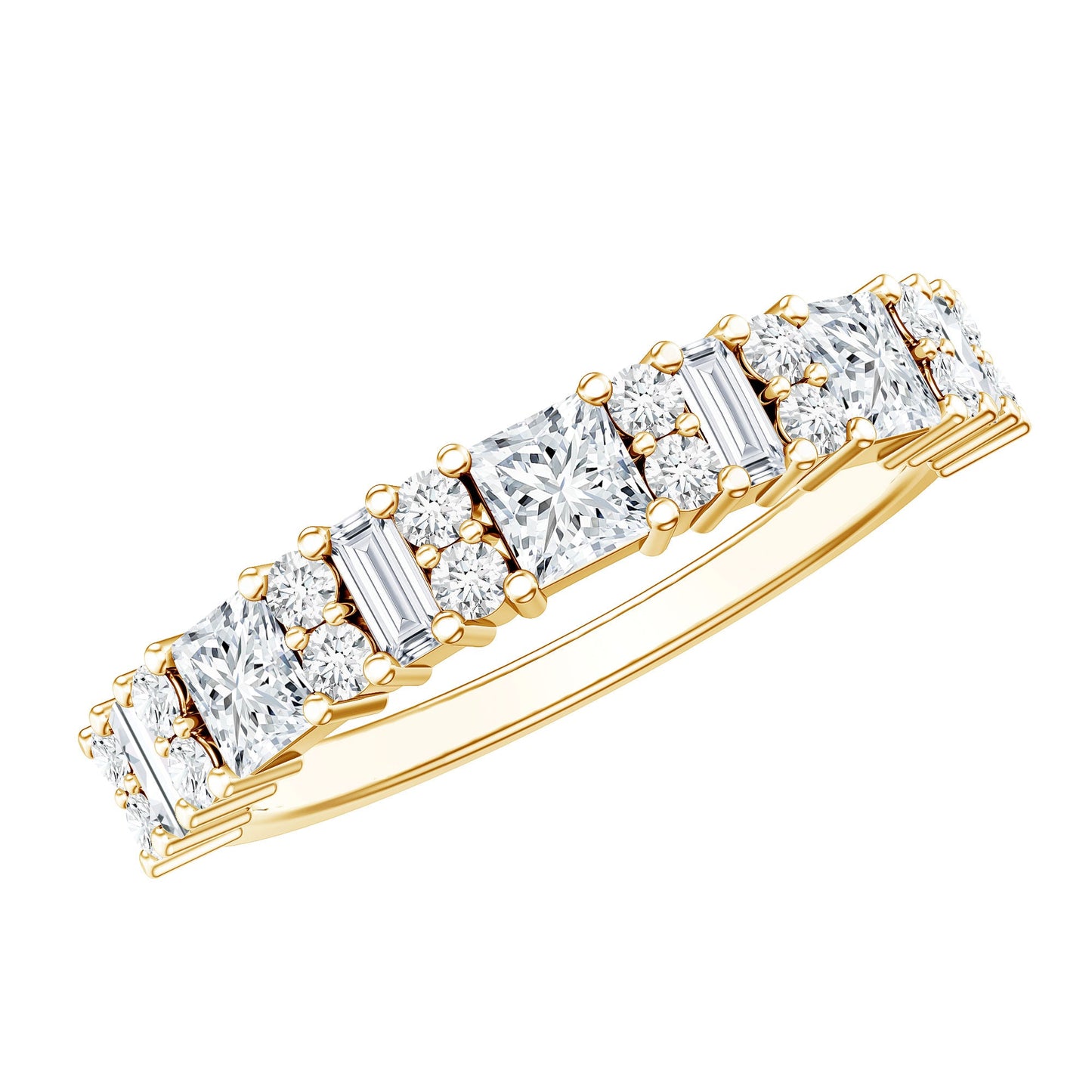 Certified Moissanite Half Eternity Wedding Band for Women