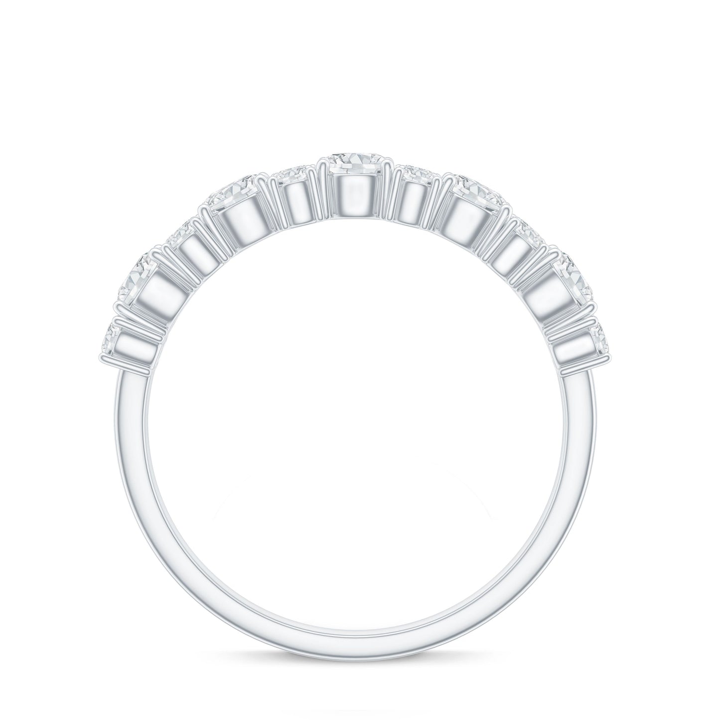 Moissanite Half Eternity Wedding Band with Certificate