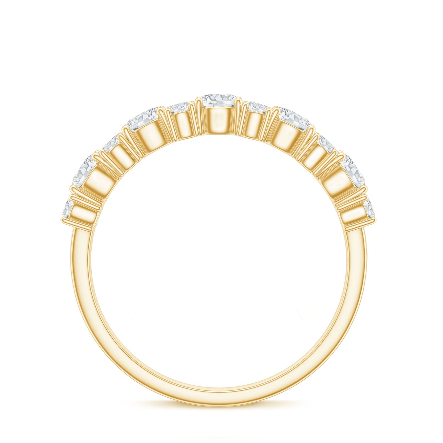 Moissanite Half Eternity Wedding Band with Certificate