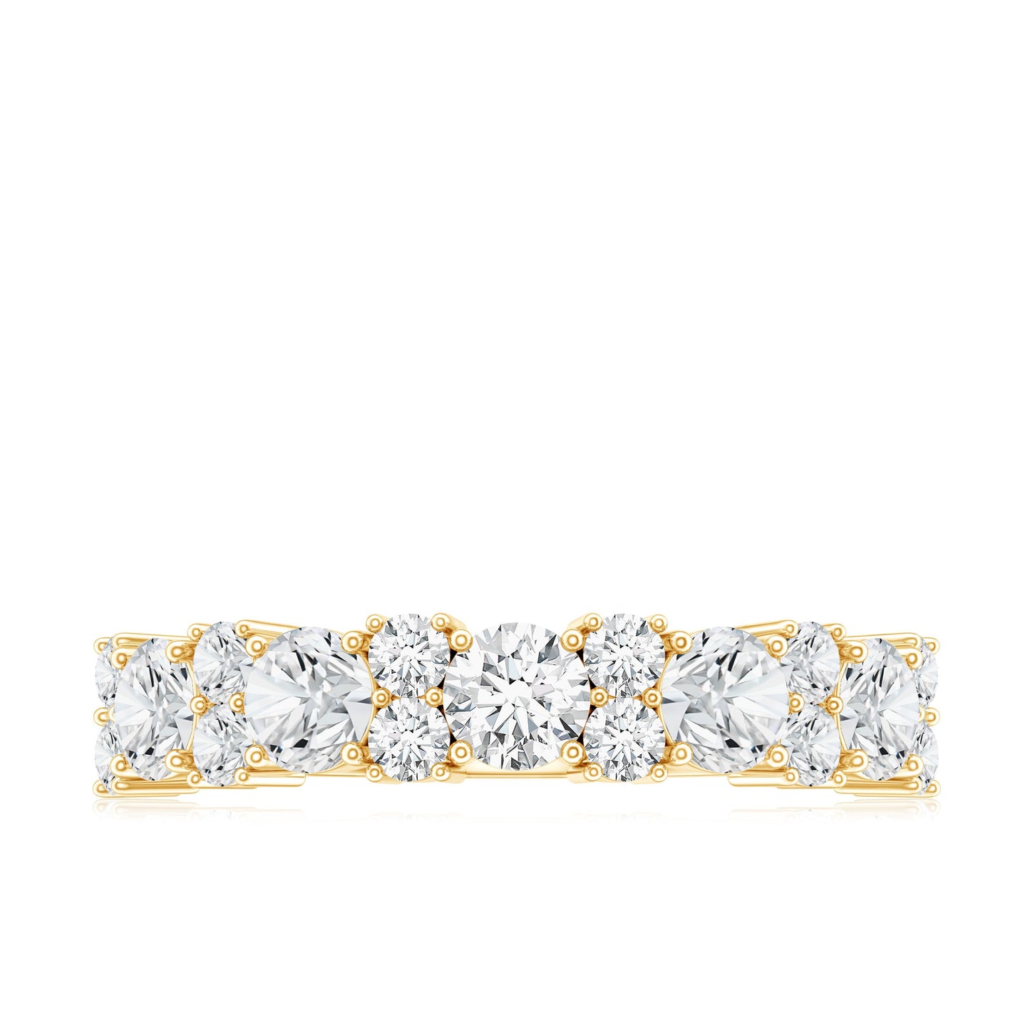 Moissanite Half Eternity Wedding Band with Certificate