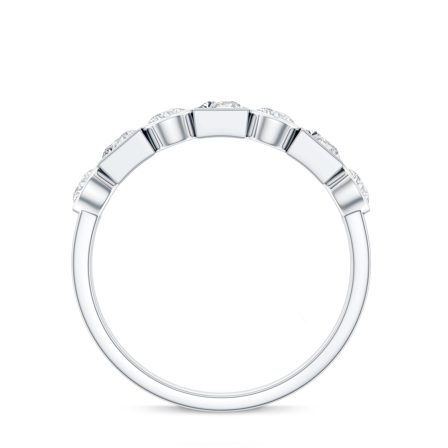 Alternate Bezel Set Moissanite Half Eternity Band Ring
