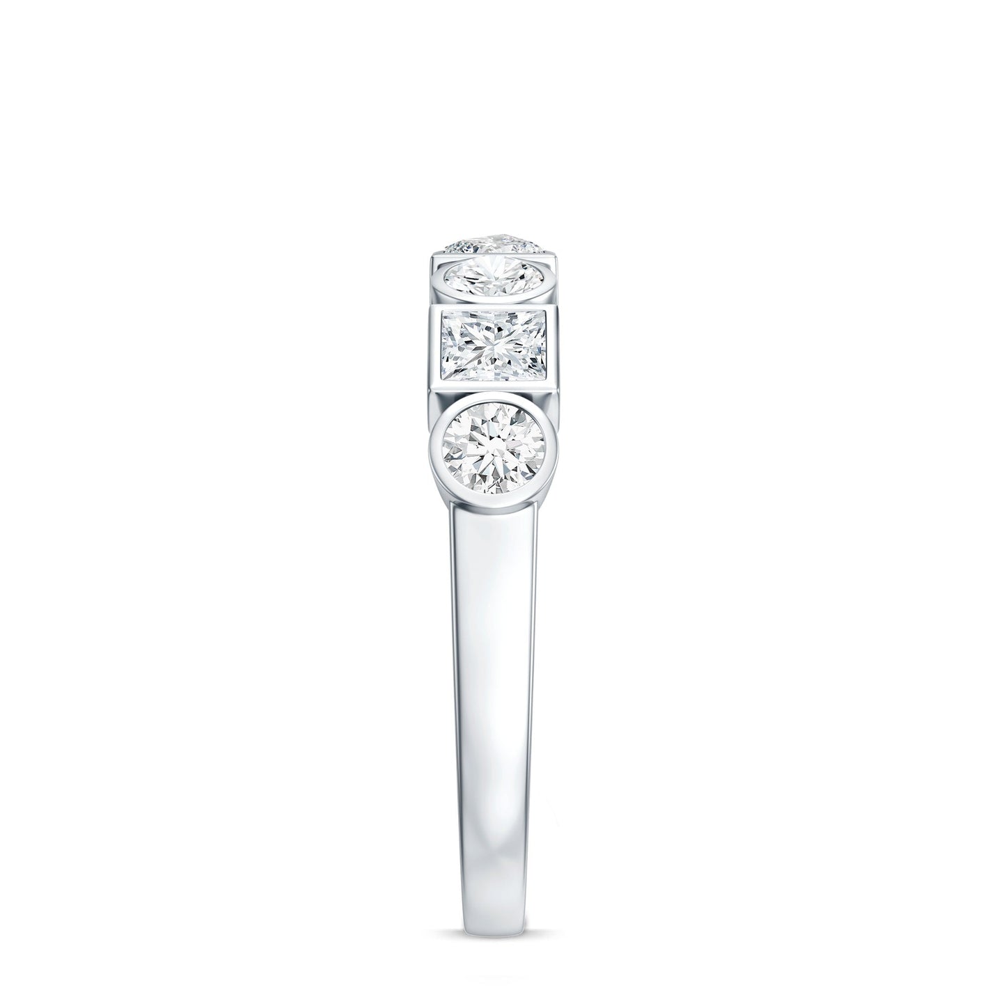 Alternate Bezel Set Moissanite Half Eternity Band Ring