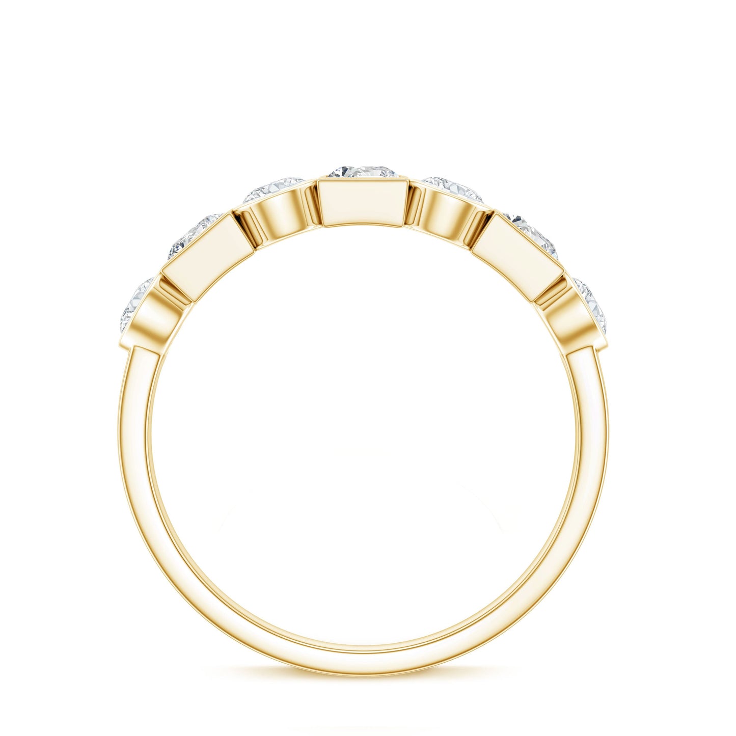 Alternate Bezel Set Moissanite Half Eternity Band Ring