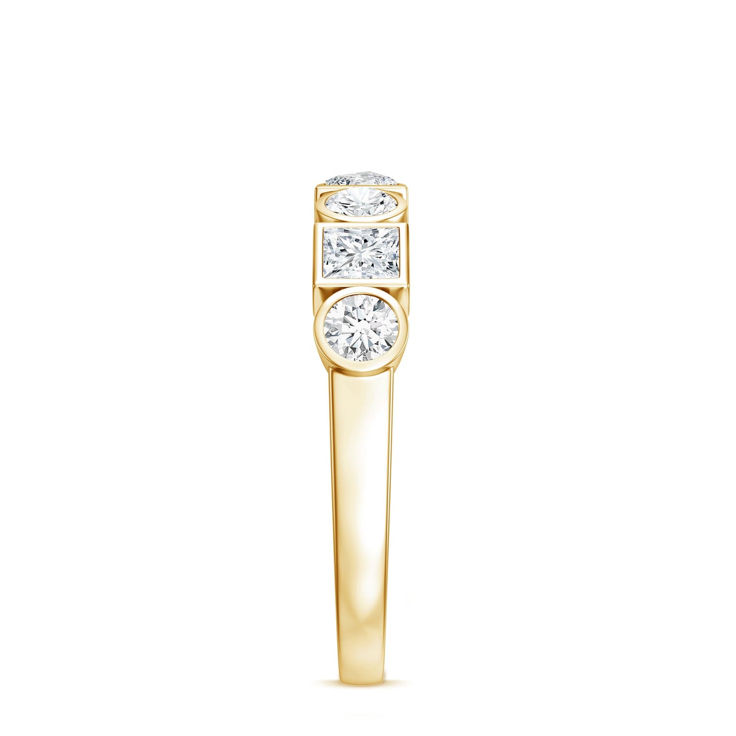 Alternate Bezel Set Moissanite Half Eternity Band Ring