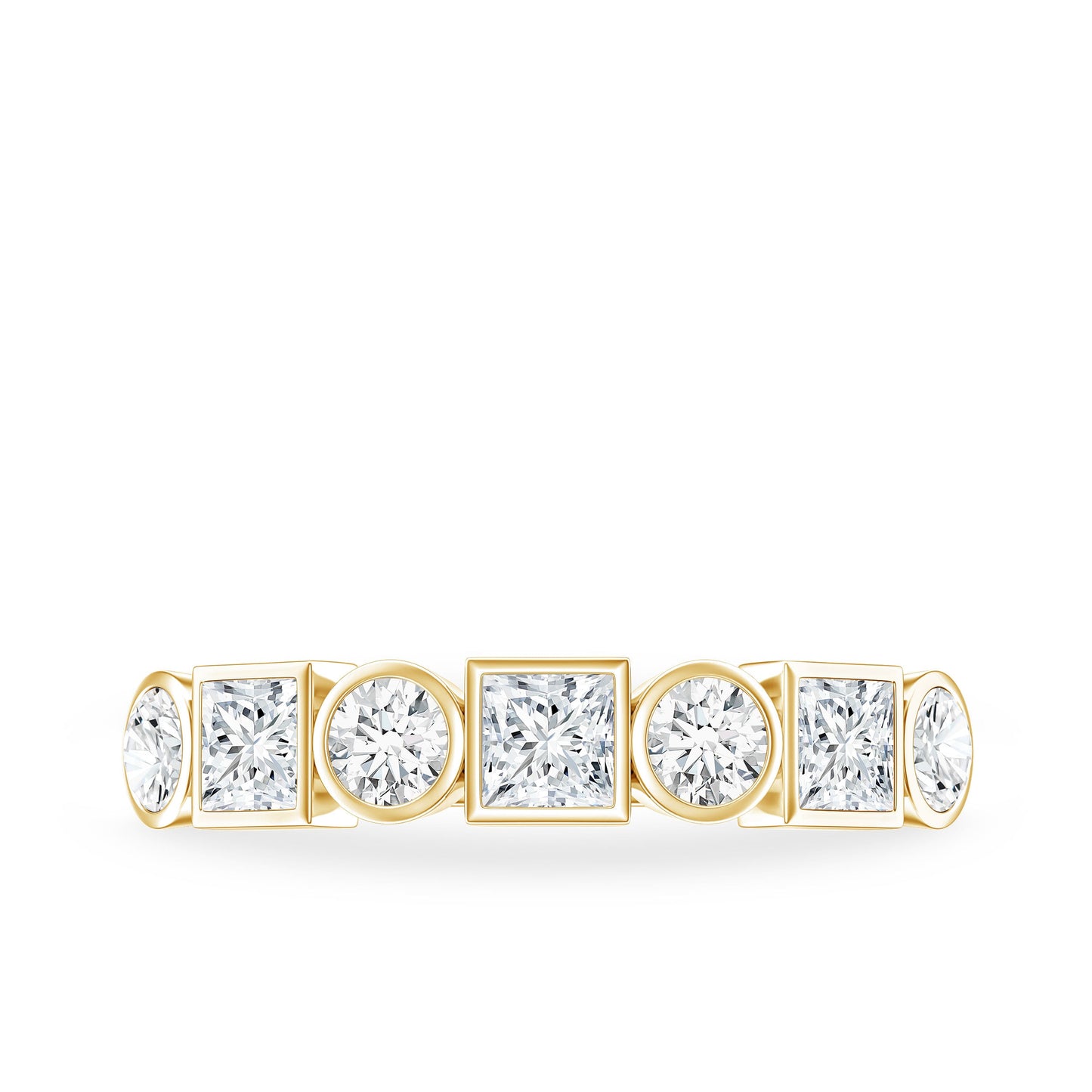 Alternate Bezel Set Moissanite Half Eternity Band Ring