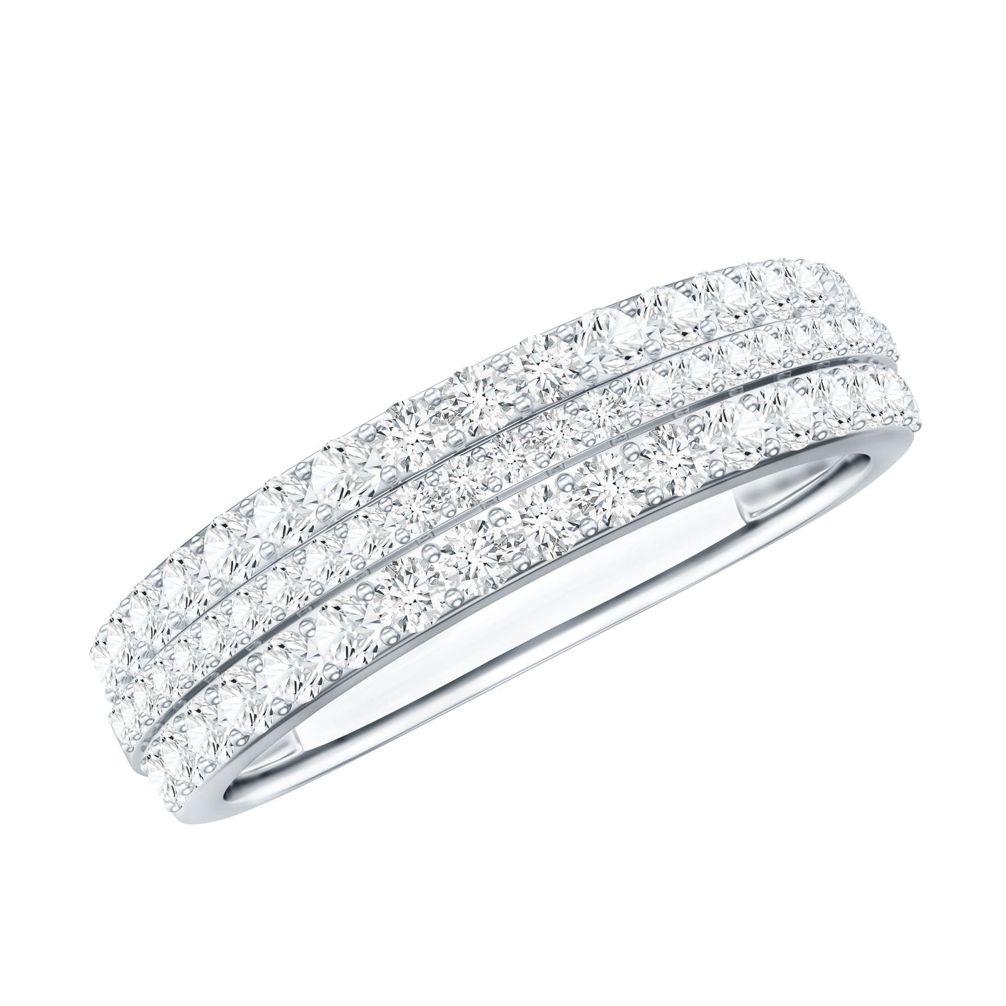 Round Cut Certified Moissanite Wedding Band
