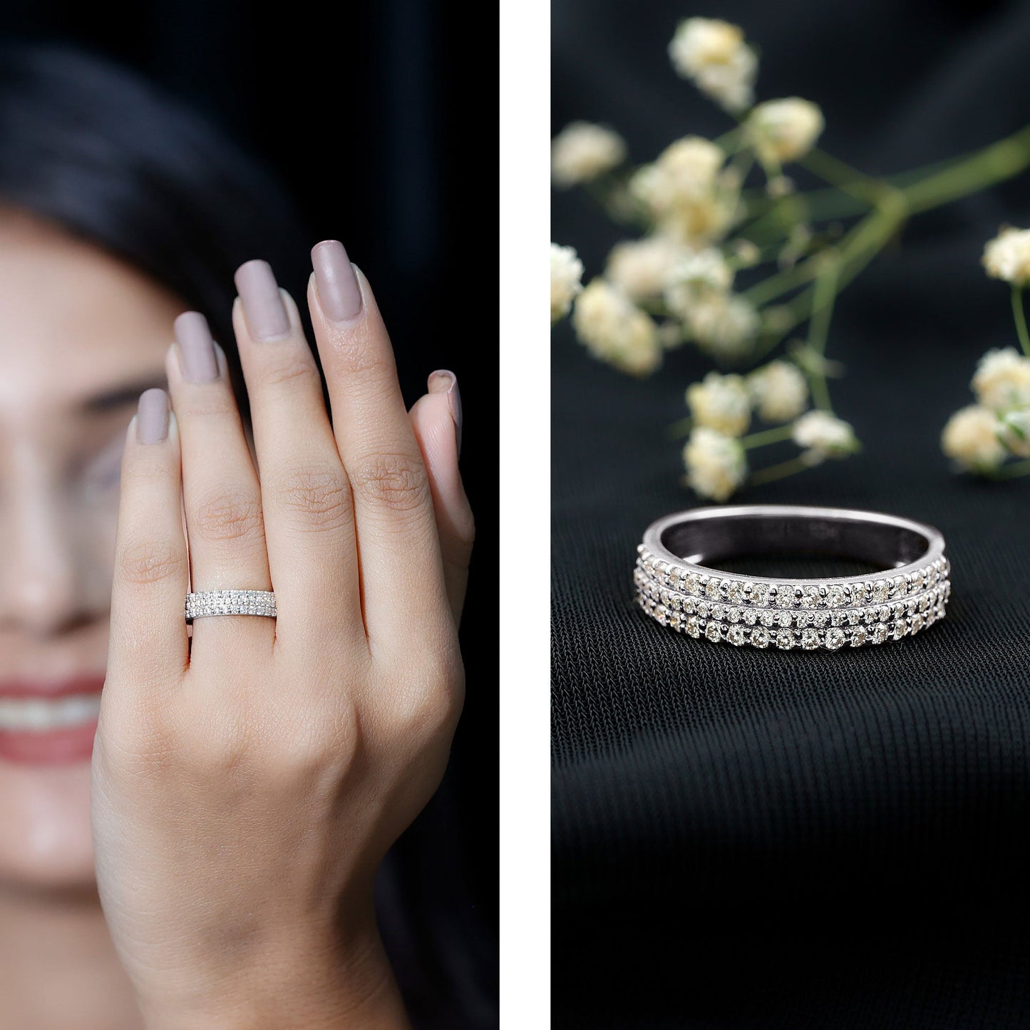 Round Cut Certified Moissanite Wedding Band