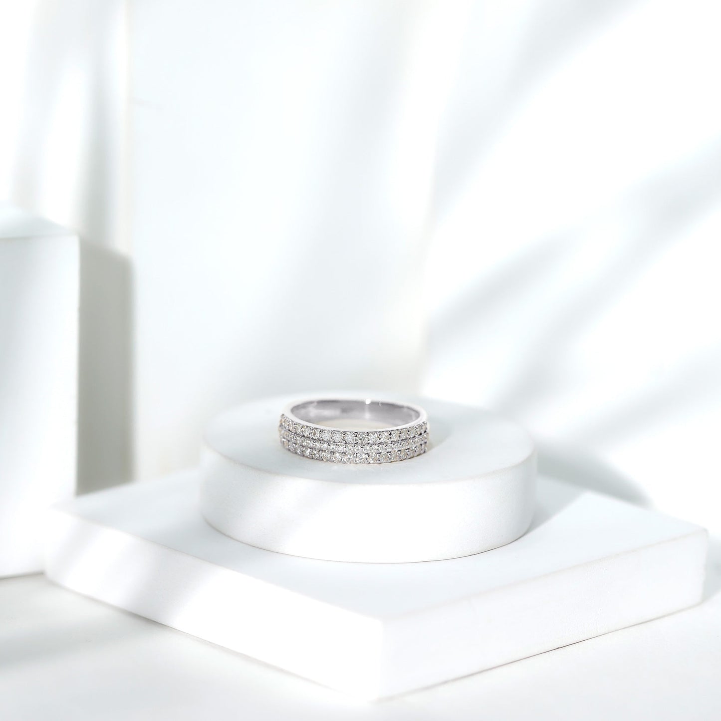 Round Cut Certified Moissanite Wedding Band