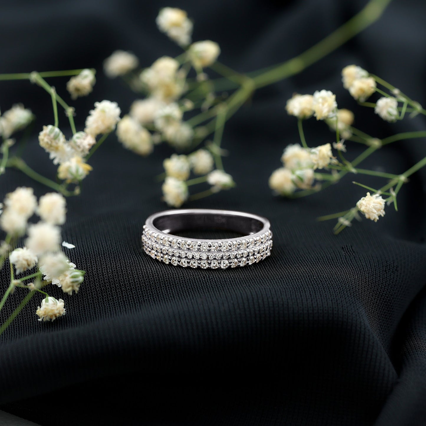 Round Cut Certified Moissanite Wedding Band