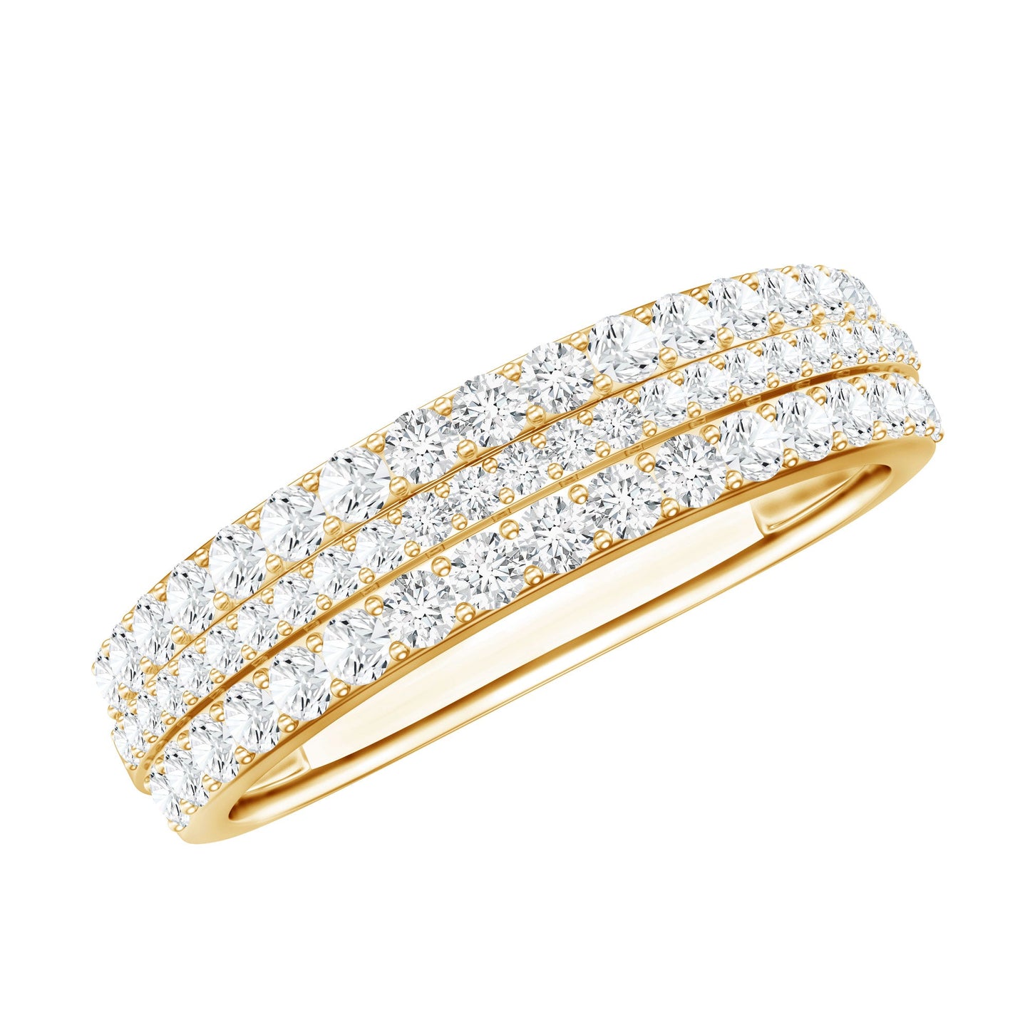 Round Cut Certified Moissanite Wedding Band