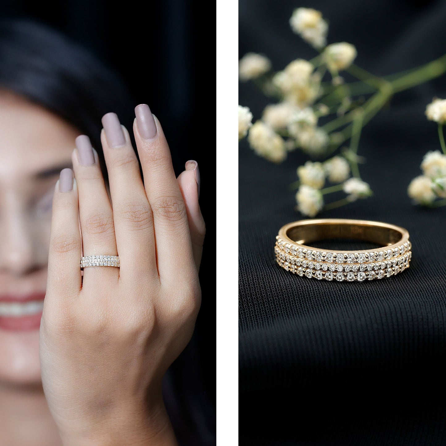 Round Cut Certified Moissanite Wedding Band