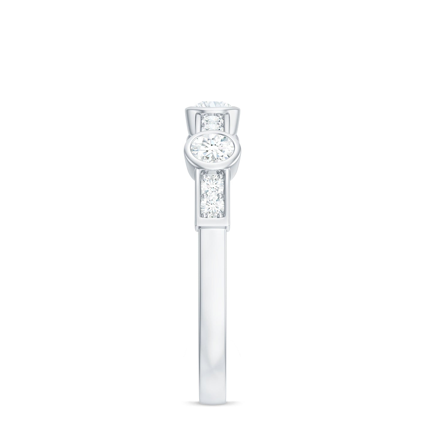 Certified Moissanite Semi Eternity Wedding Band Ring