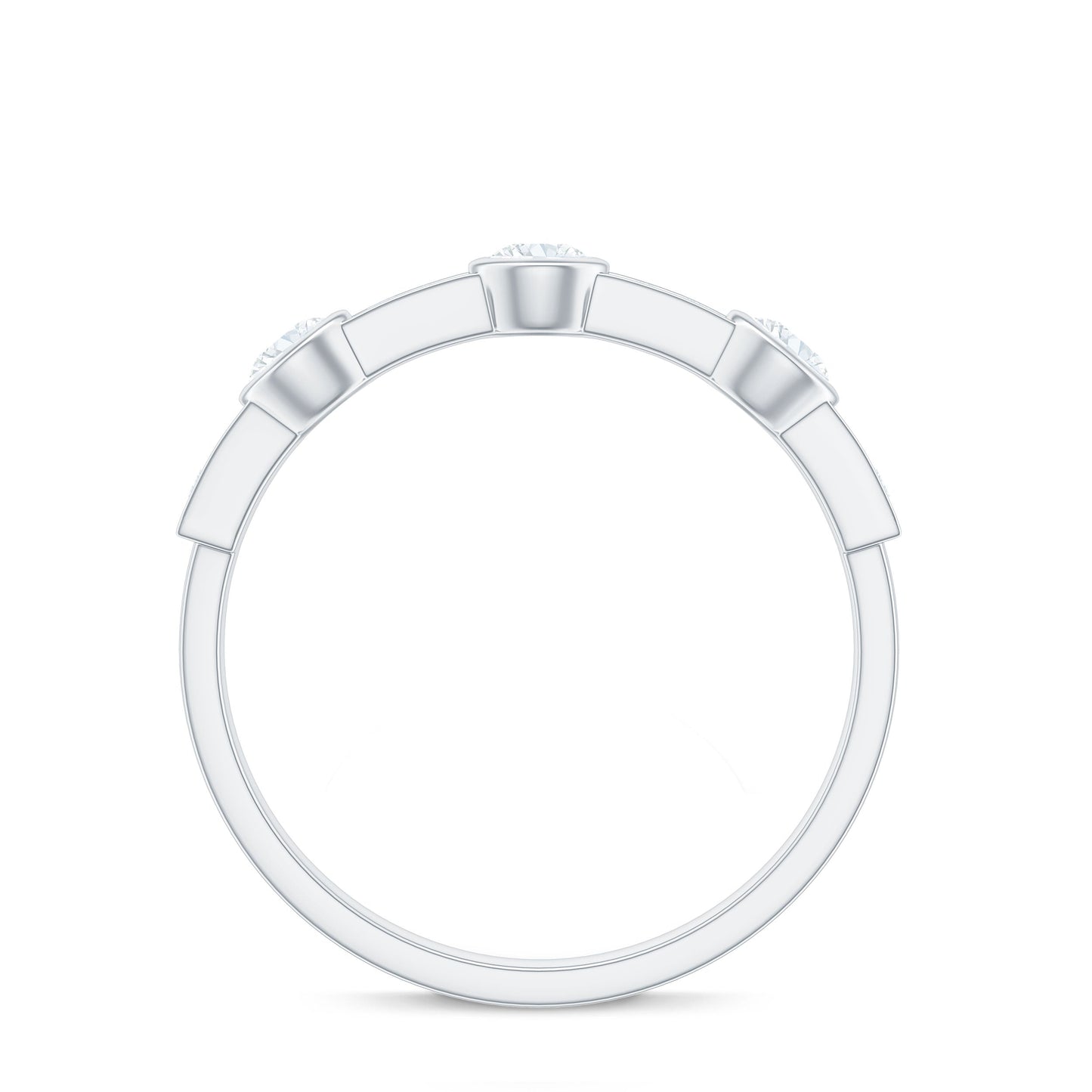 Certified Moissanite Semi Eternity Wedding Band Ring