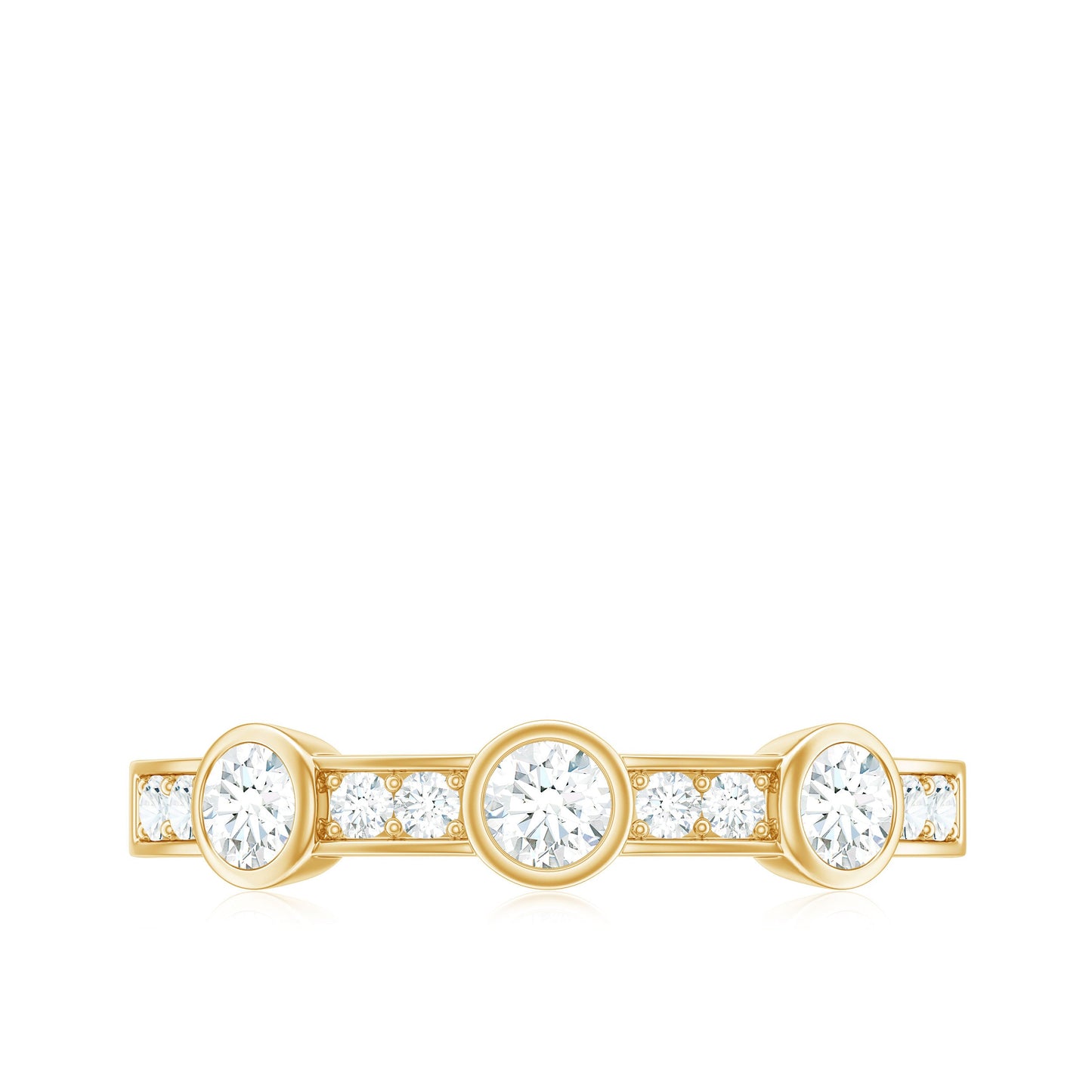 Certified Moissanite Semi Eternity Wedding Band Ring