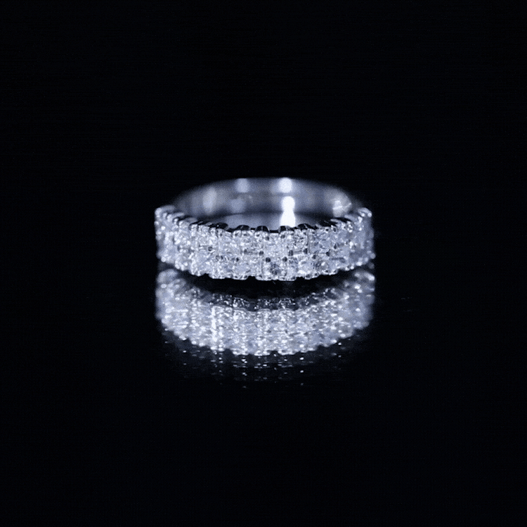 Double Row Moissanite Eternity Wedding Band