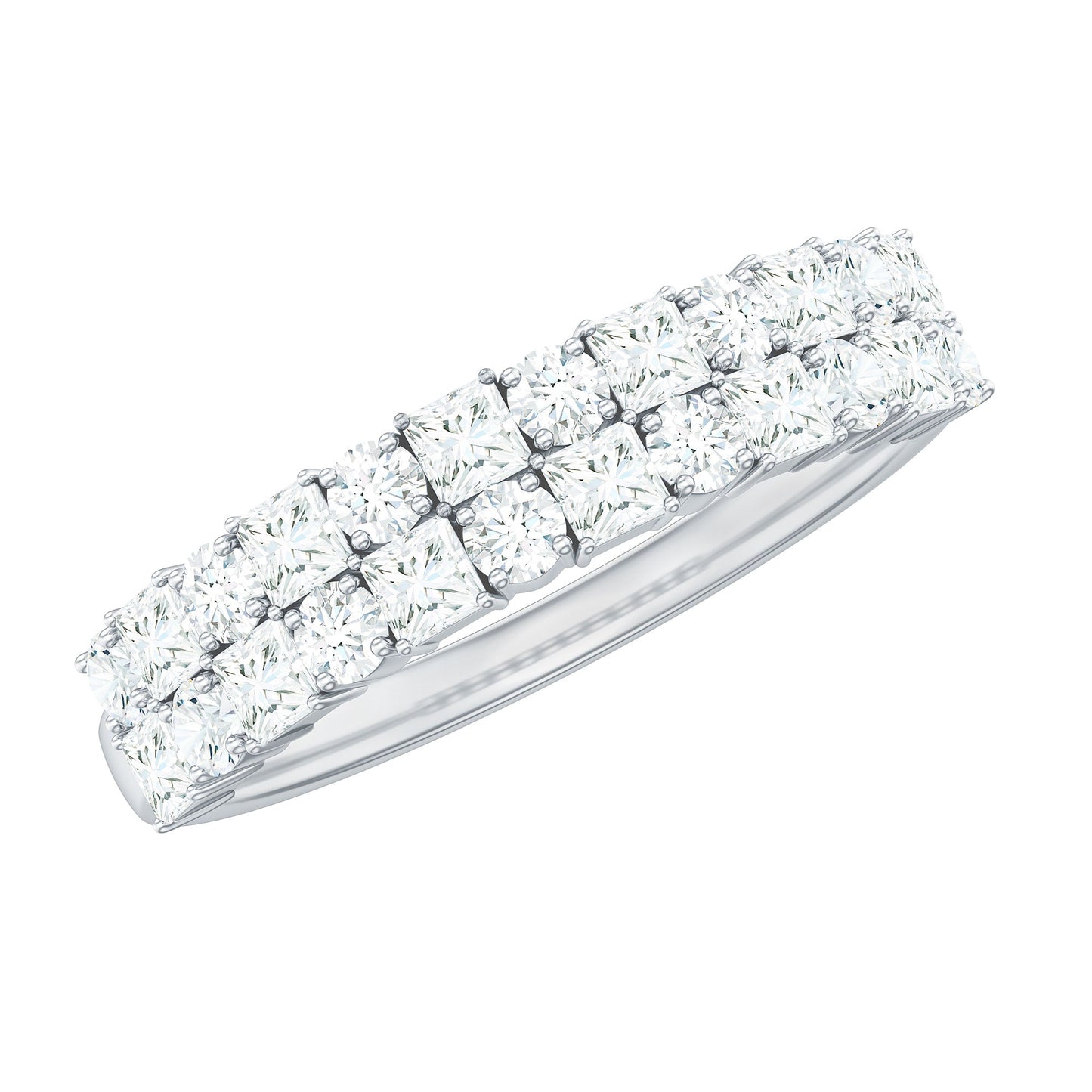Double Row Moissanite Eternity Wedding Band