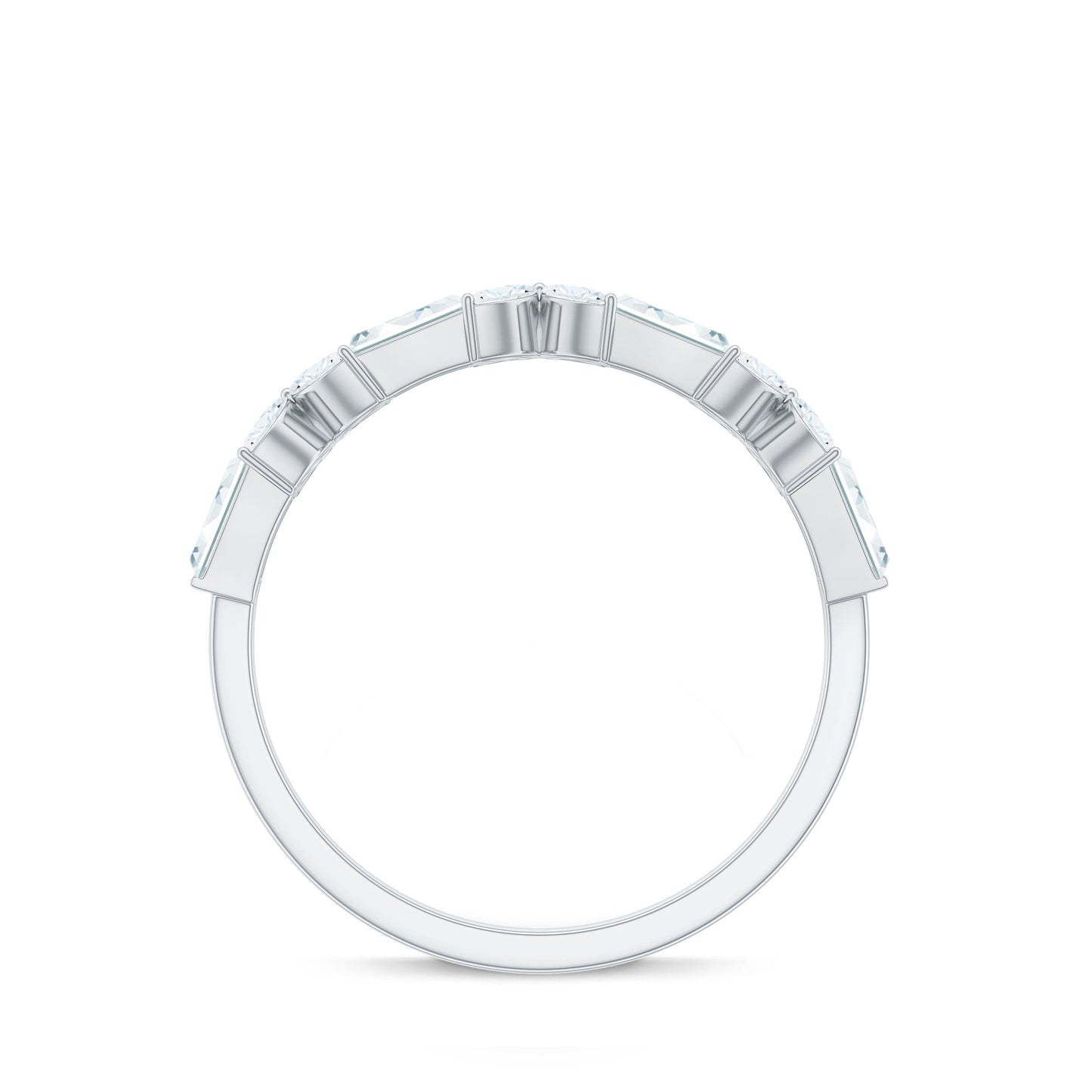 Moissanite Flower Wedding Band Ring with Certificate