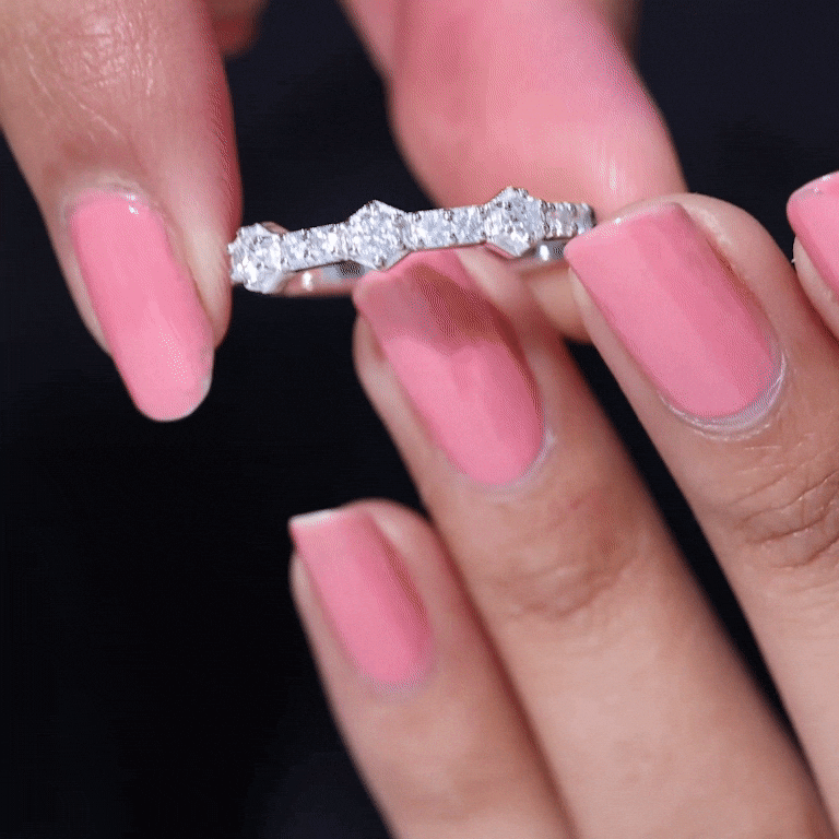 Round Cut Moissanite Half Eternity Band Ring