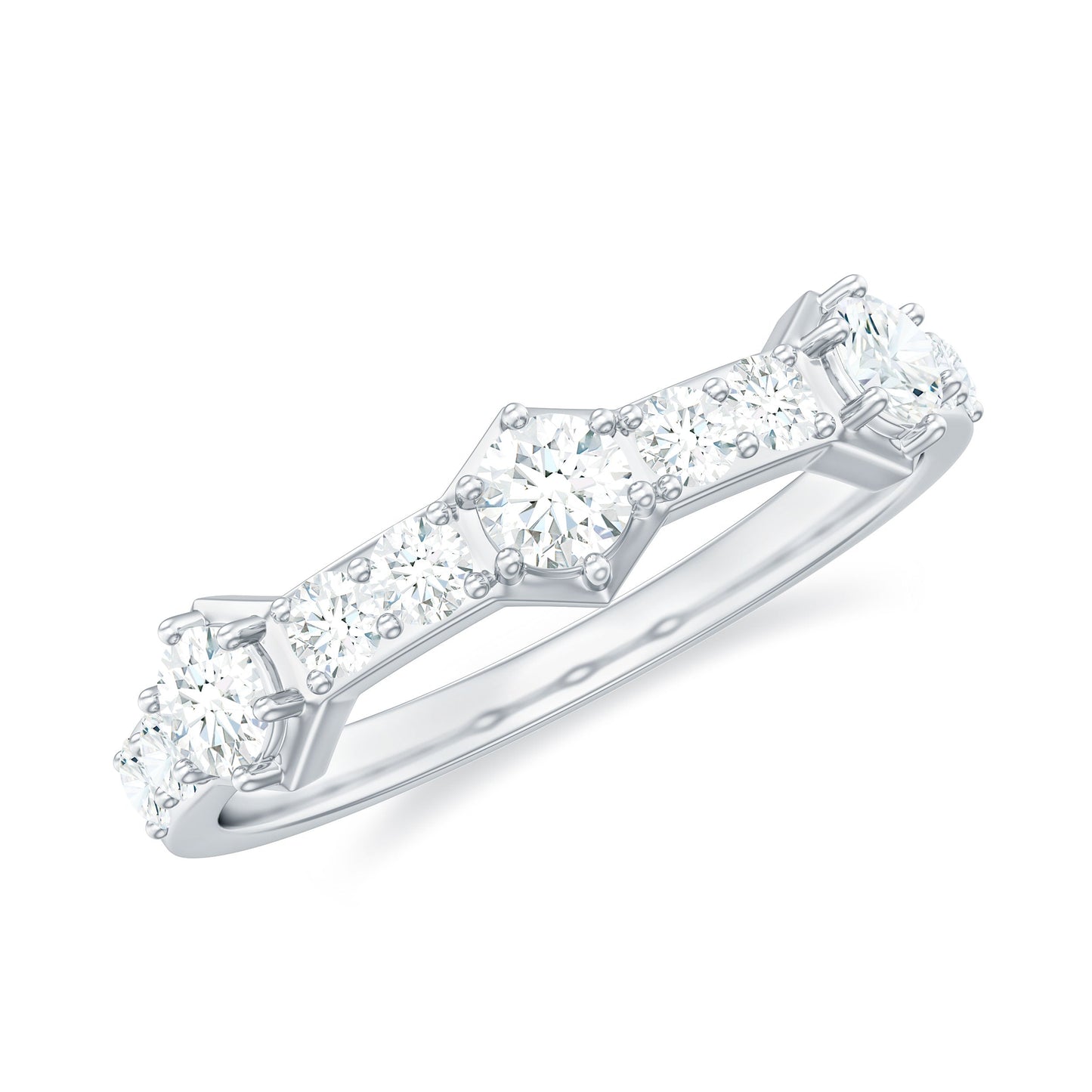 Round Cut Moissanite Half Eternity Band Ring
