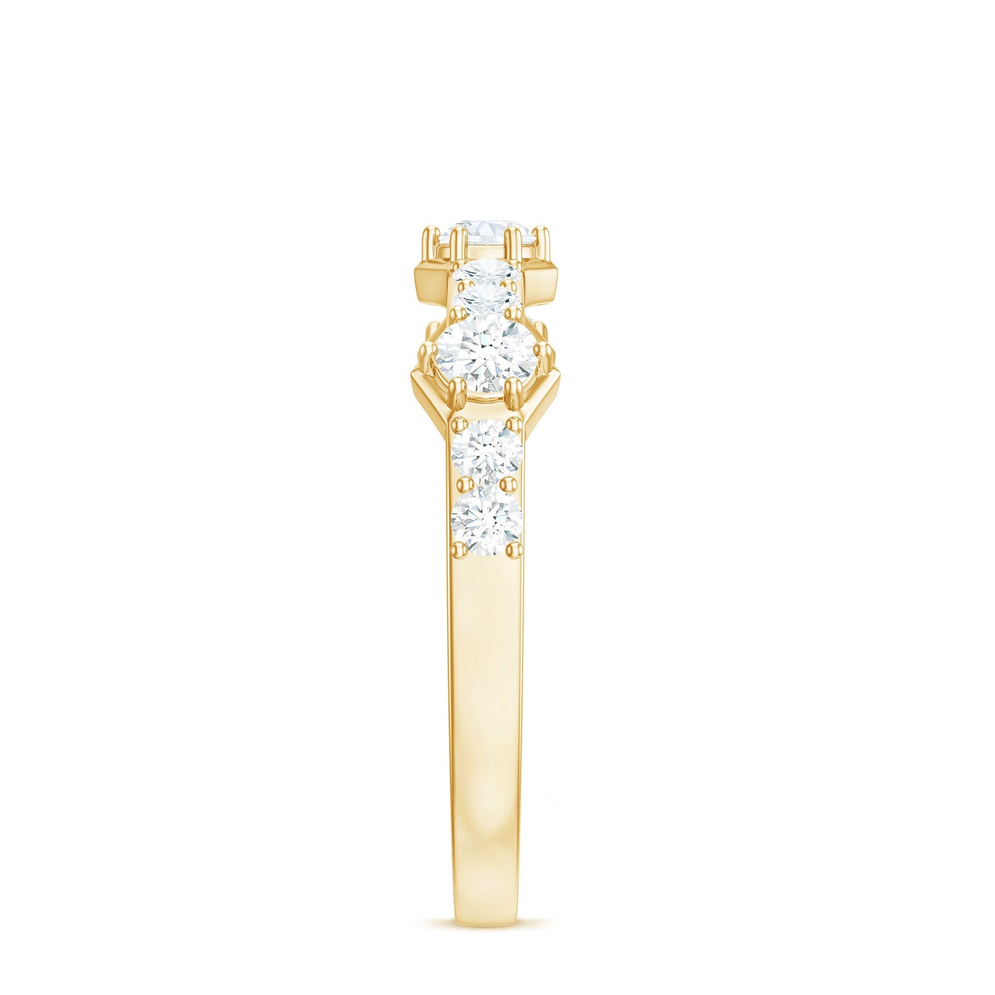 Round Cut Moissanite Half Eternity Band Ring