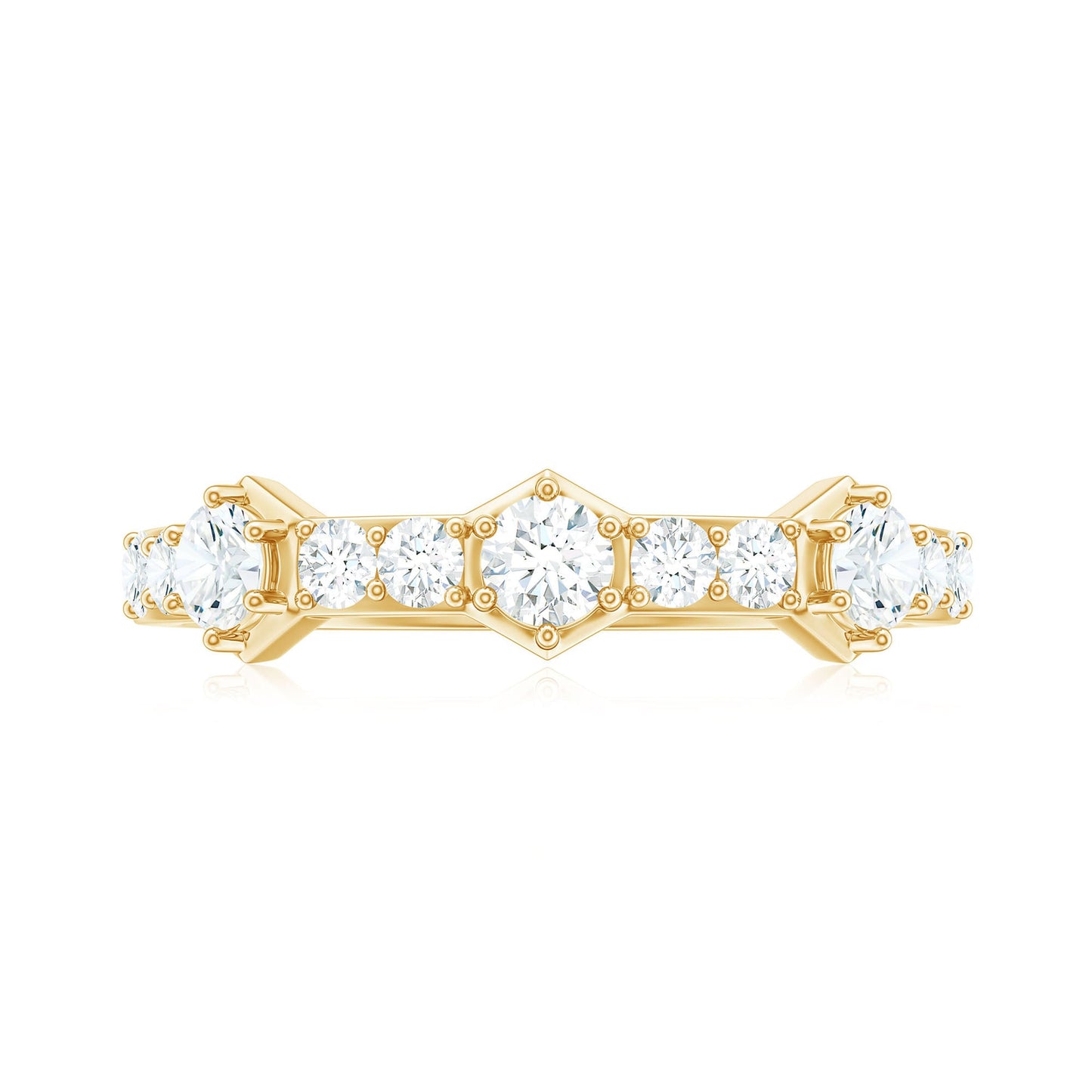 Round Cut Moissanite Half Eternity Band Ring