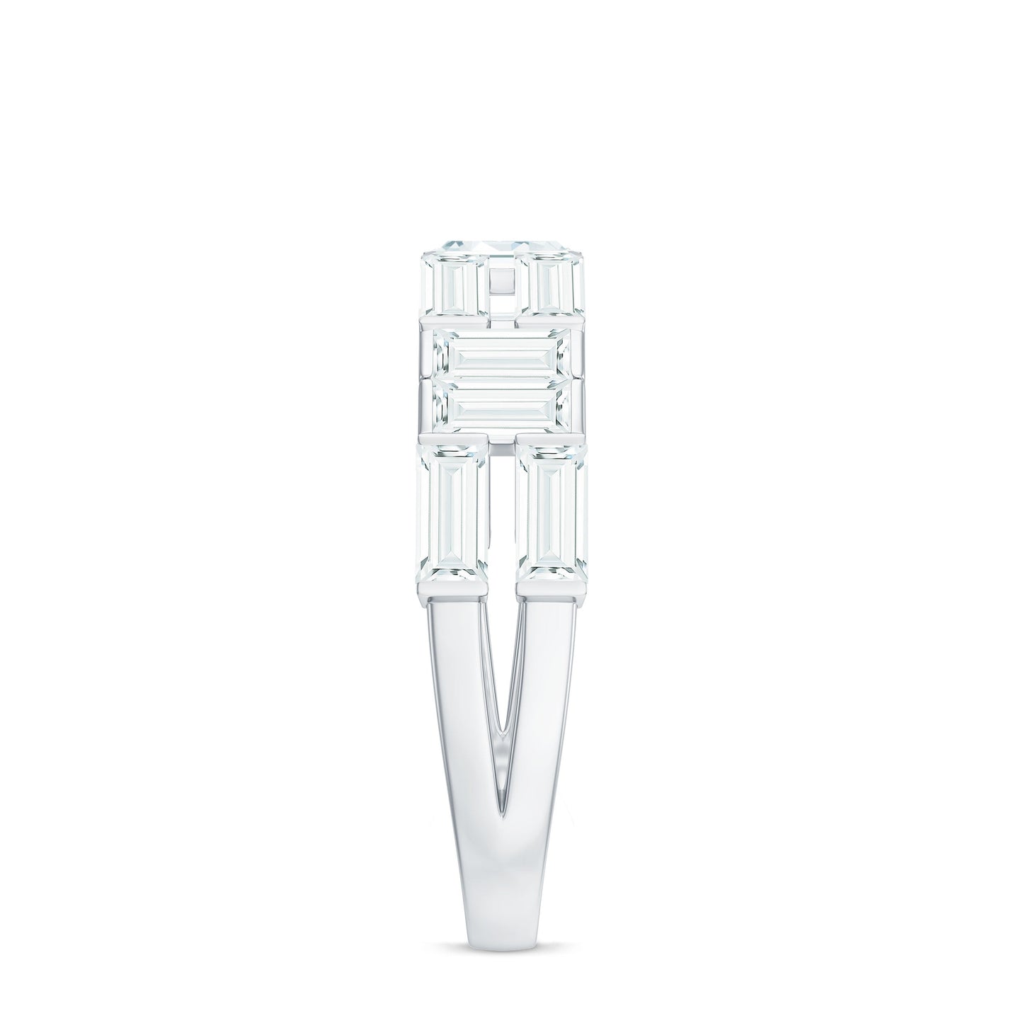 Bar Set Moissanite Baguette Wedding Band Ring