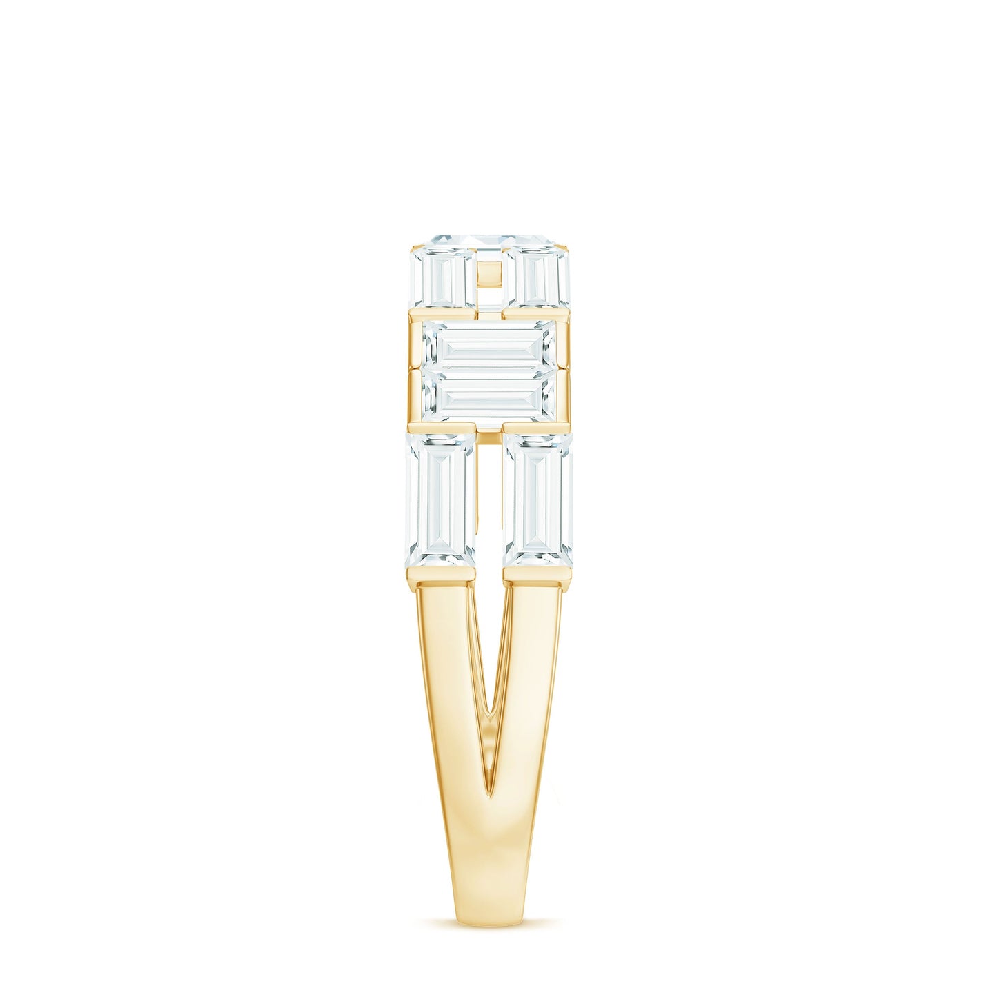 Bar Set Moissanite Baguette Wedding Band Ring