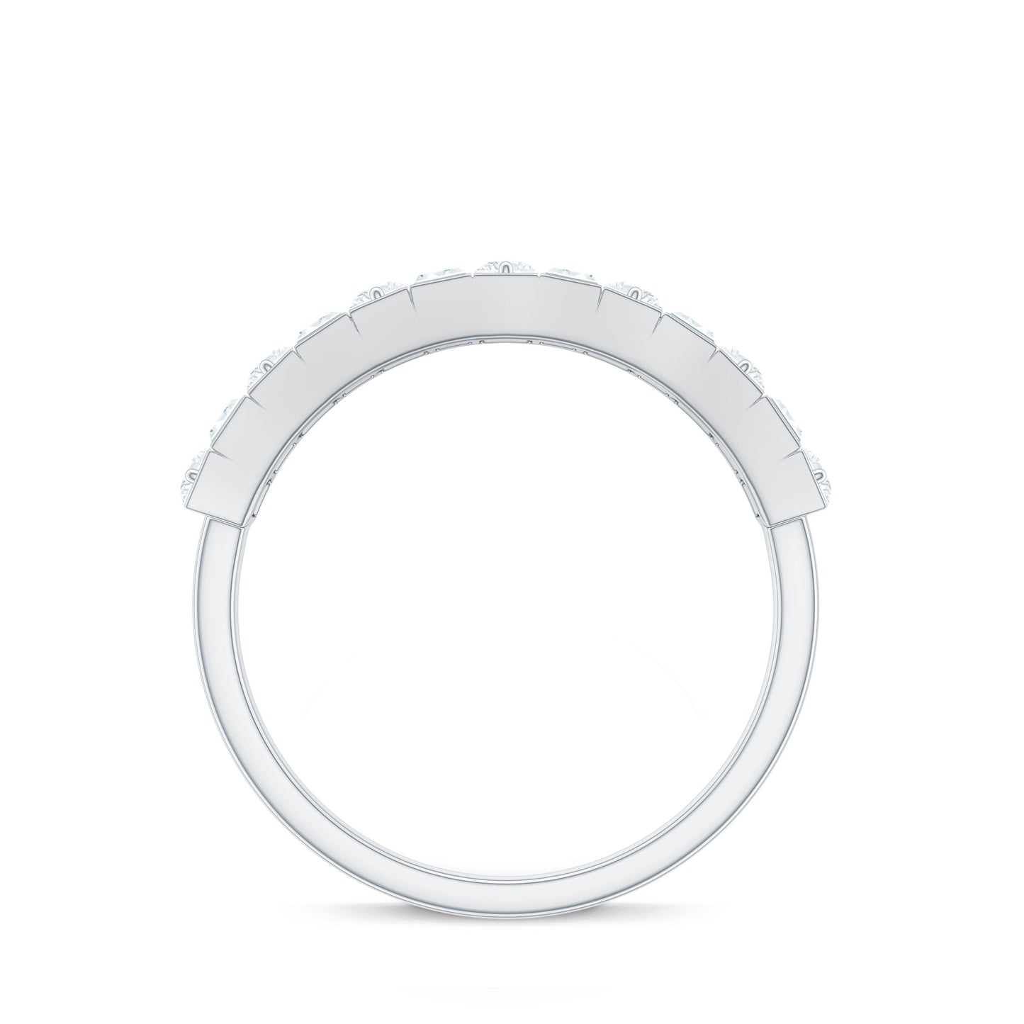Baguette and Round Cut Moissanite Stackable Eternity Band