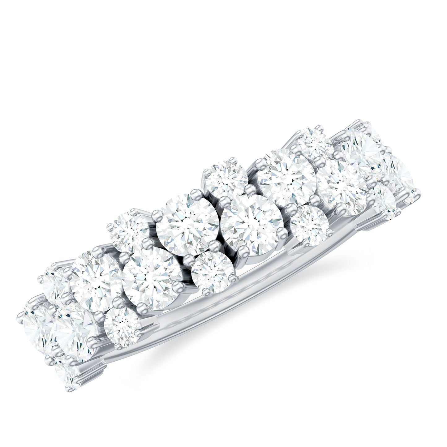 Cluster Moissanite Half Eternity Wedding Band For Her