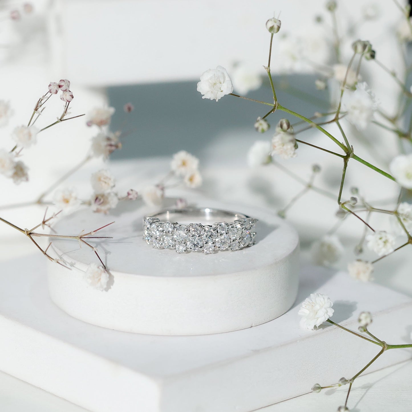 Cluster Moissanite Half Eternity Wedding Band For Her