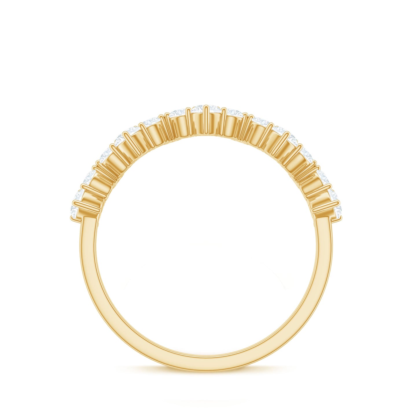 Zig Zag Style Moissanite Half Eternity Band Ring