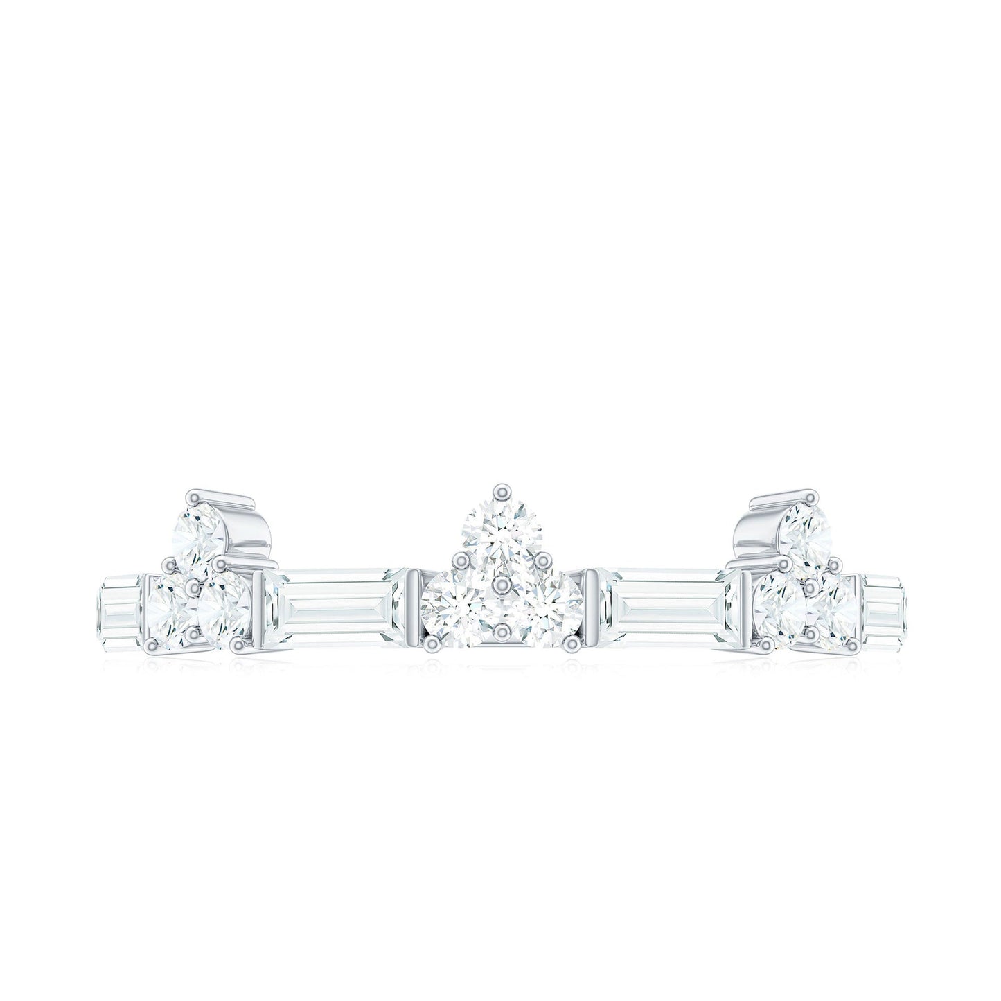 Certified Baguette and Round Moissanite Half Eternity Ring