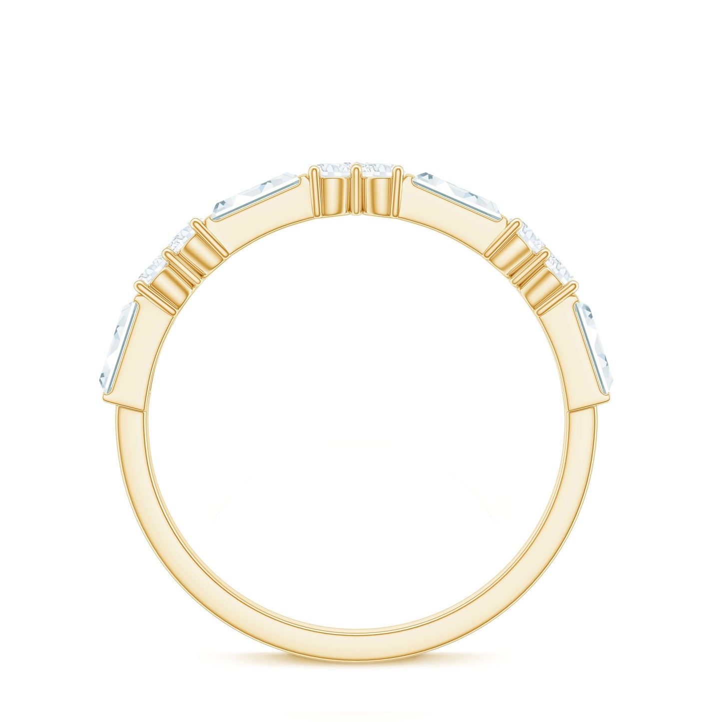 Certified Baguette and Round Moissanite Half Eternity Ring