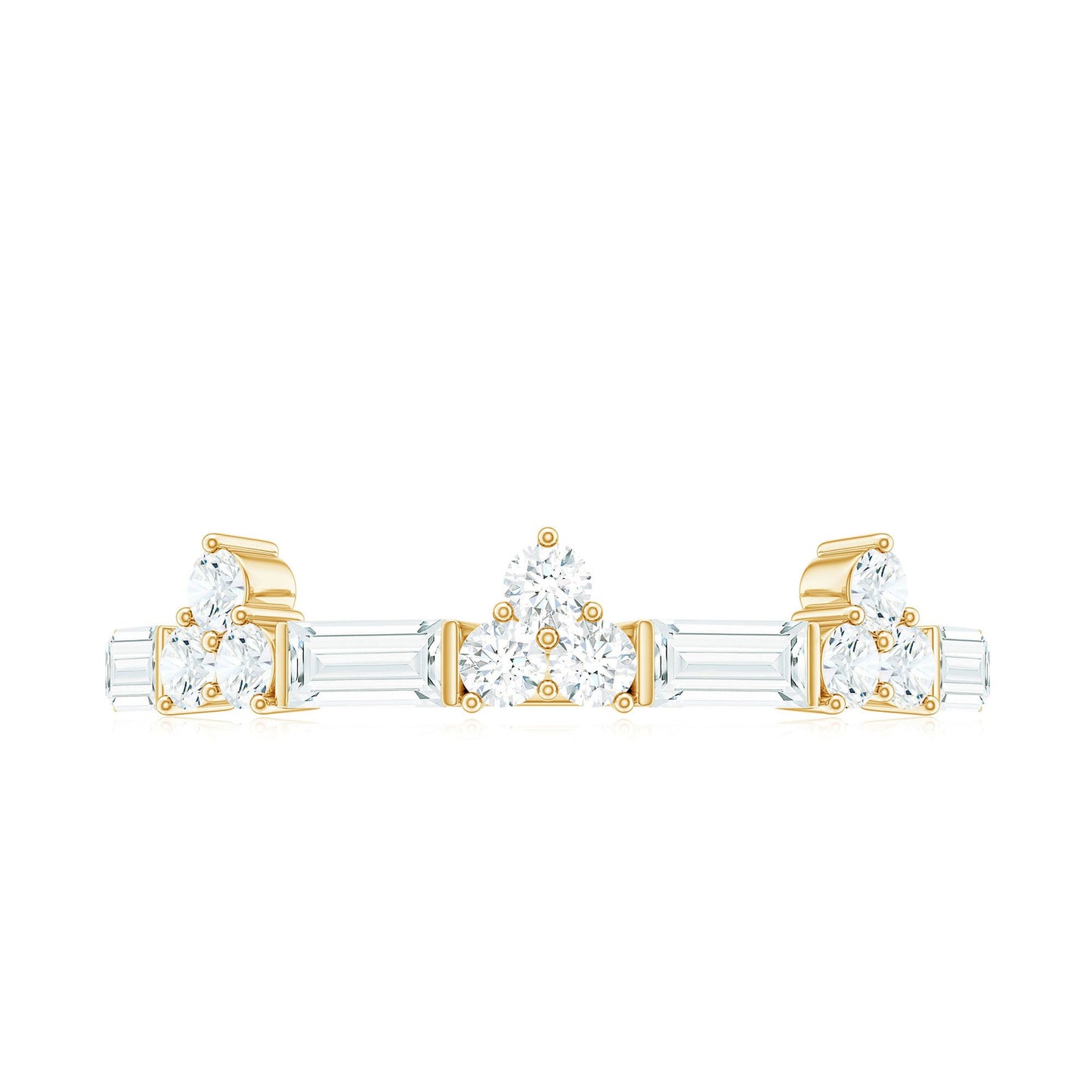 Certified Baguette and Round Moissanite Half Eternity Ring