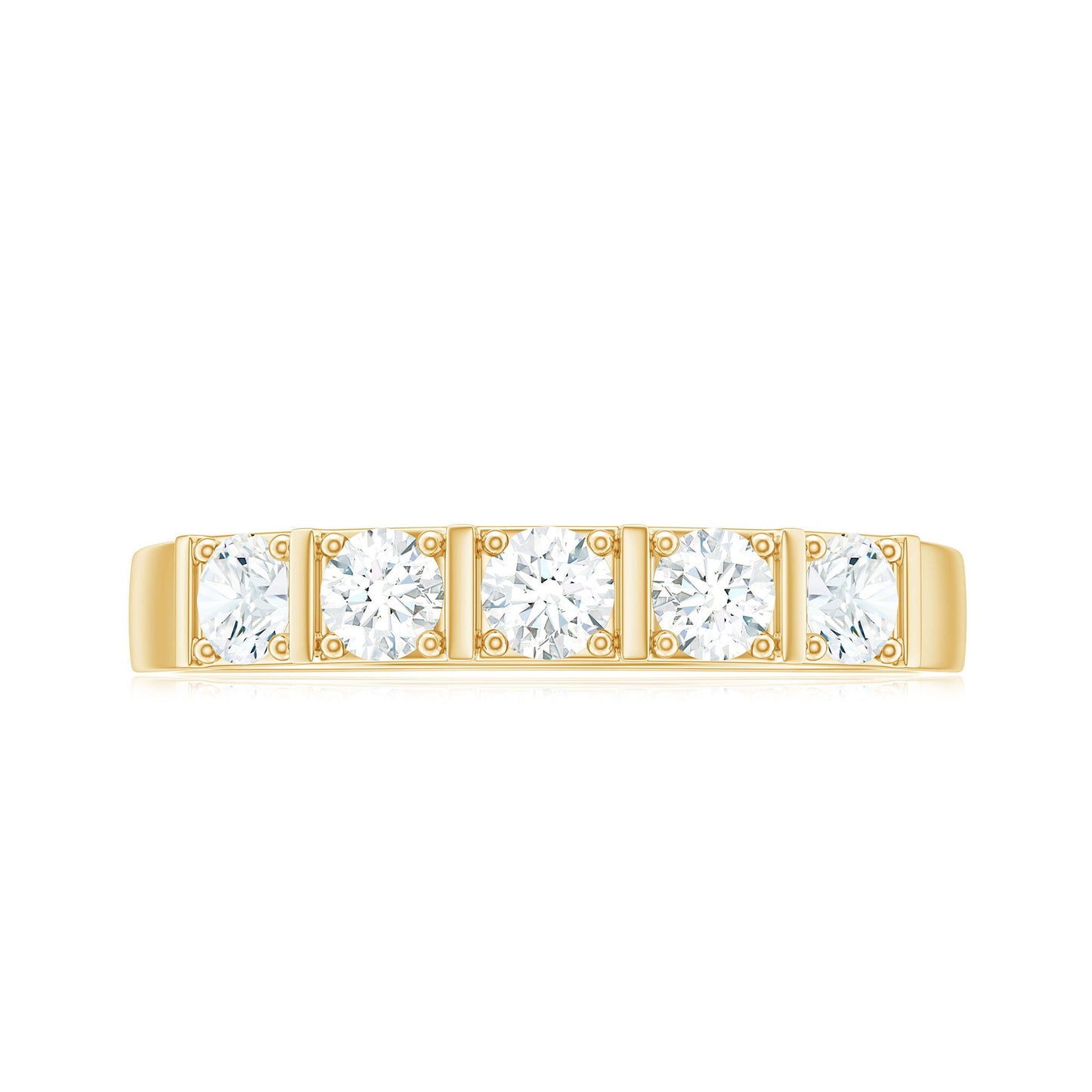 Round Cut Certified Moissanite Five Stone Anniversary Band for Men