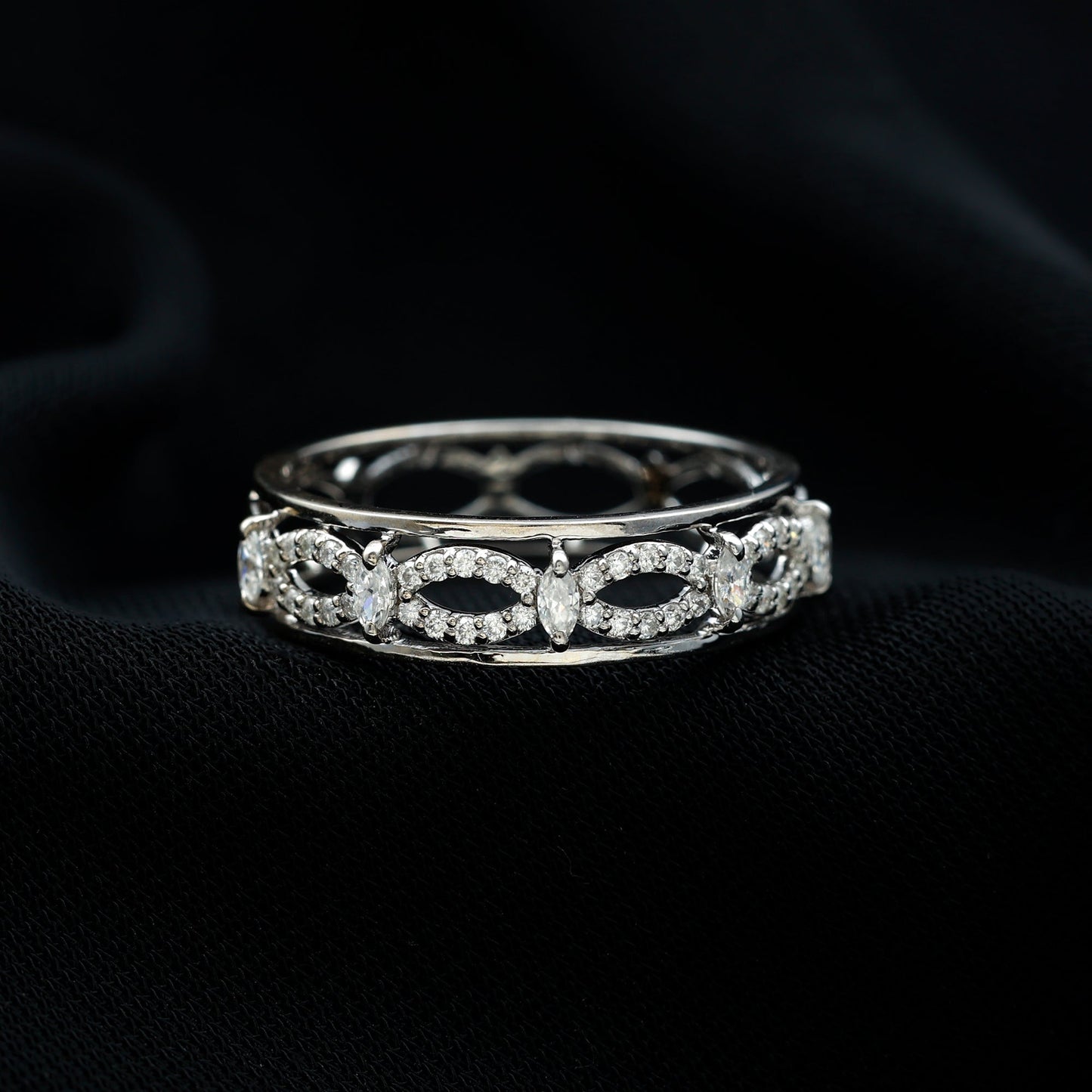 Certified Moissanite Infinity Wedding Band for Her